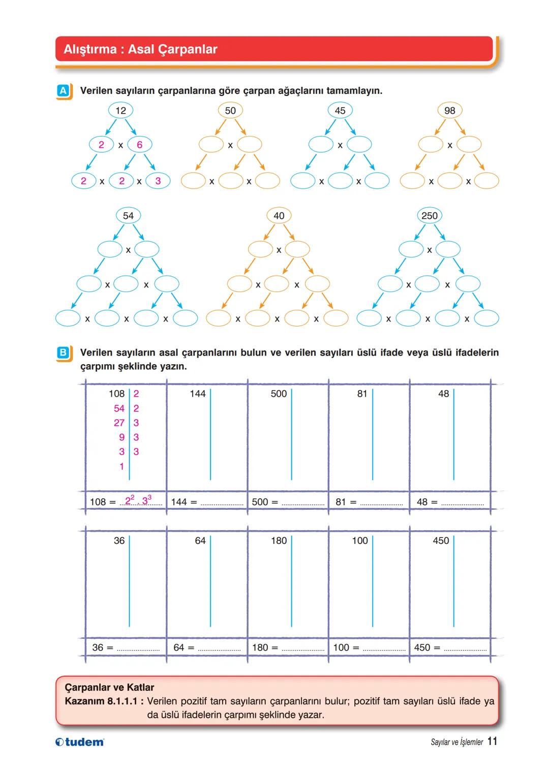 # ÇARPANLAR VE KATLAR
# POZİTİF TAM SAYILARIN ÇARPANLARI
Her pozitif tam sayı, iki doğal sayının çarpımı olarak yazılabilir. Bu iki doğal s