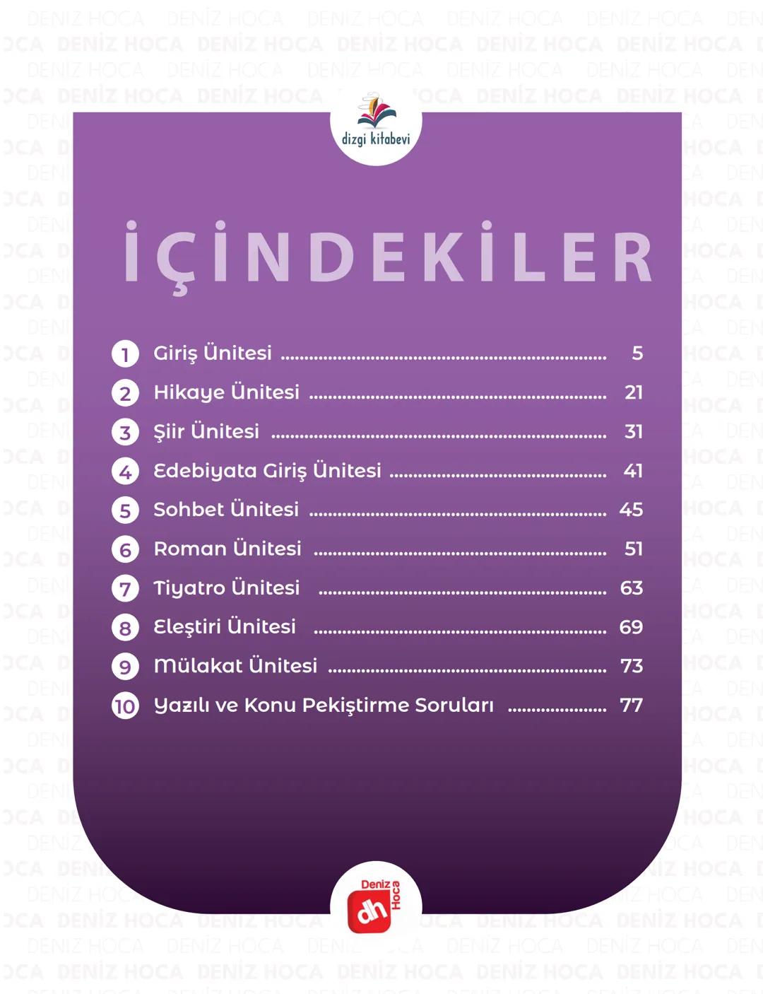 # 11. SINIF
TÜRK DİLİ VE EDEBİYATI
DERS NOTLARI
Yazar
Deniz Hoca
Matbaa
Repro Bir Matbaacılık Kağıt
Reklam Tasarım Ticaret Ltd. Şti.
Serti