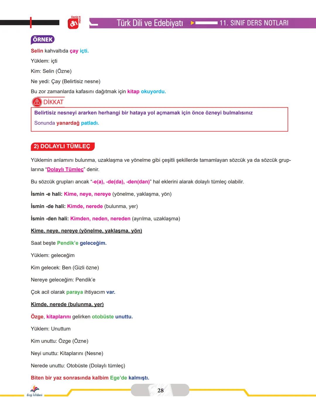 # 11. SINIF
TÜRK DİLİ VE EDEBİYATI
DERS NOTLARI
Yazar
Deniz Hoca
Matbaa
Repro Bir Matbaacılık Kağıt
Reklam Tasarım Ticaret Ltd. Şti.
Serti