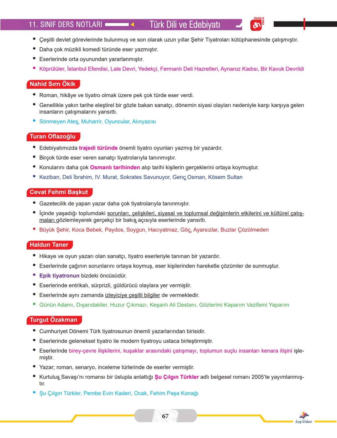 Deniz
TIYATRO ÜNİTESİ
dizgi kitabevi # Türk Dili ve Edebiyatı
DERS NOTLARI
- Tiyatro
- 1923-1950 Cumhuriyet Dönemi'nde Tiyatro
- 1950-198
