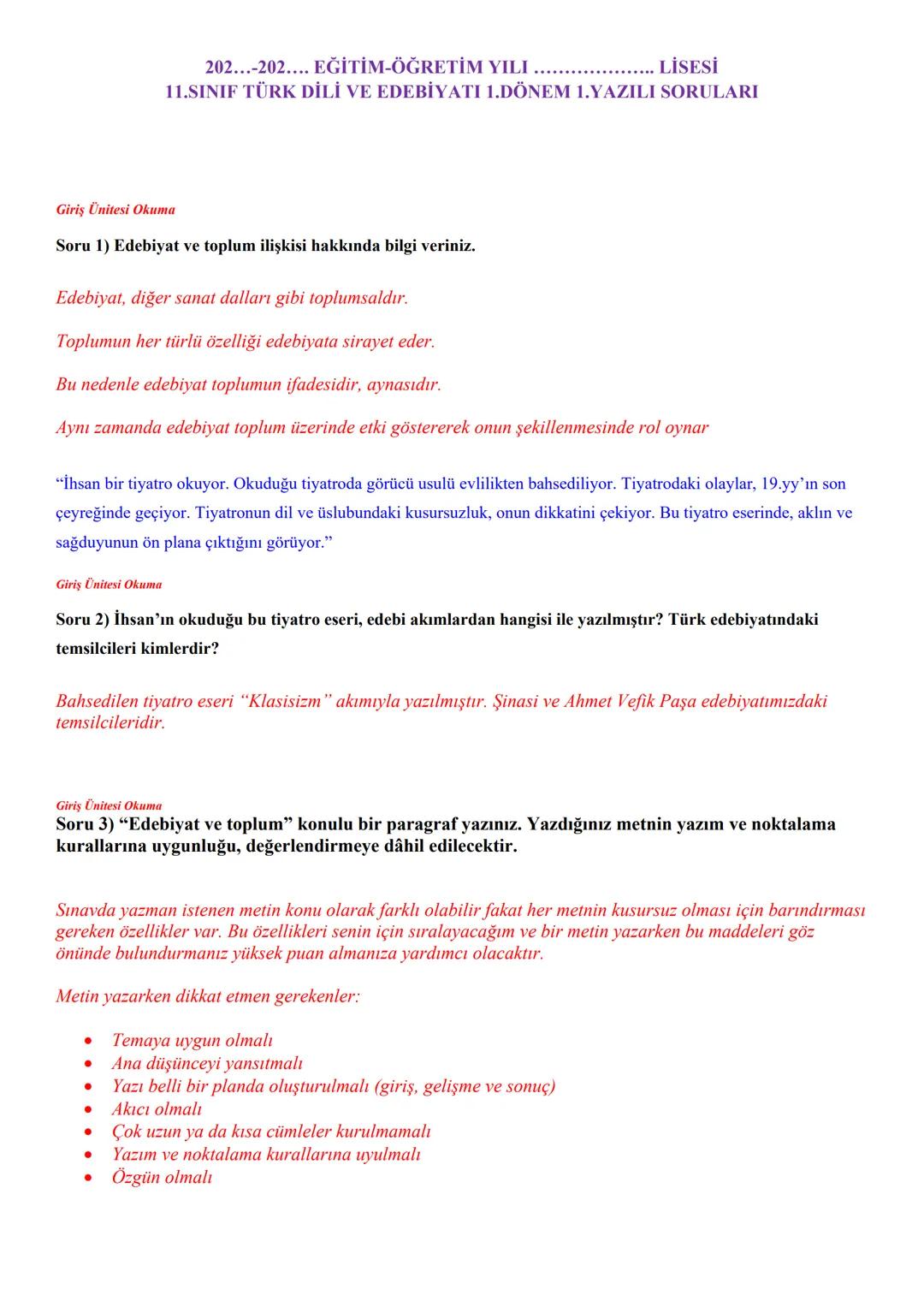Deniz
dh
Hoca
YAZILI VE KONU
PEKİŞTİRME SORULARI
dizgi kitabevi 202...-202.... EĞİTİM-ÖĞRETİM YILI
LİSESİ
11.SINIF TÜRK DİLİ VE EDEBİYATI 1.