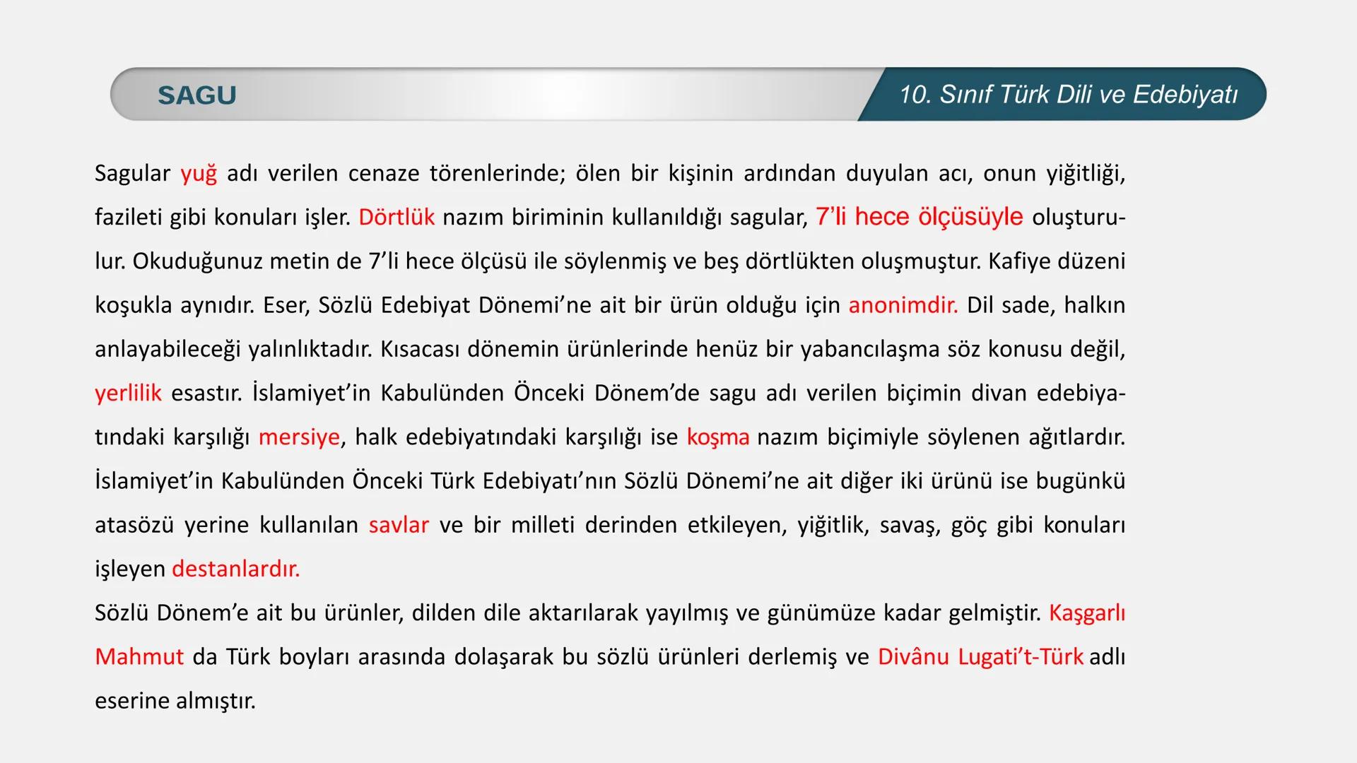 ALLI EGITI
TÜRKİYE CUMHURIYET
*
*
*
TÜRK DİLİ VE EDEBİYATI
10. SINIF
3. ÜNİTE- ŞİİR
KOŞUK- SAGU KOŞUK-SAGU
10. Sınıf Türk Dili ve Edebiyatı