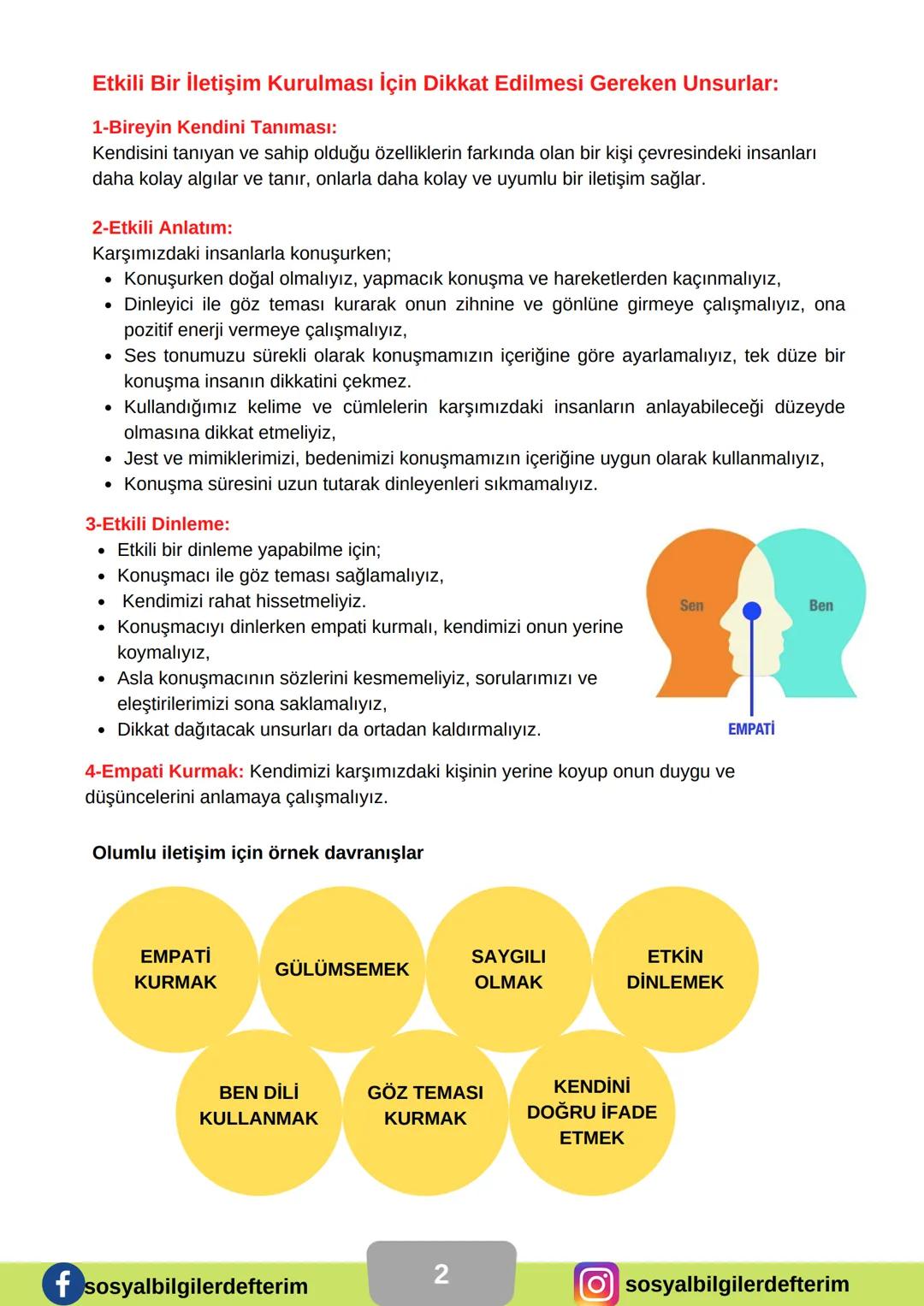 7. SINIF
SOSYAL BİLGİLER
1. ÜNİTE DERS NOTU
KONU: BİREY VE TOPLUM
NELER ÖĞRENECEĞİZ?
1. İletişimi etkileyen tutum ve
davranışlar
2. olumlu i