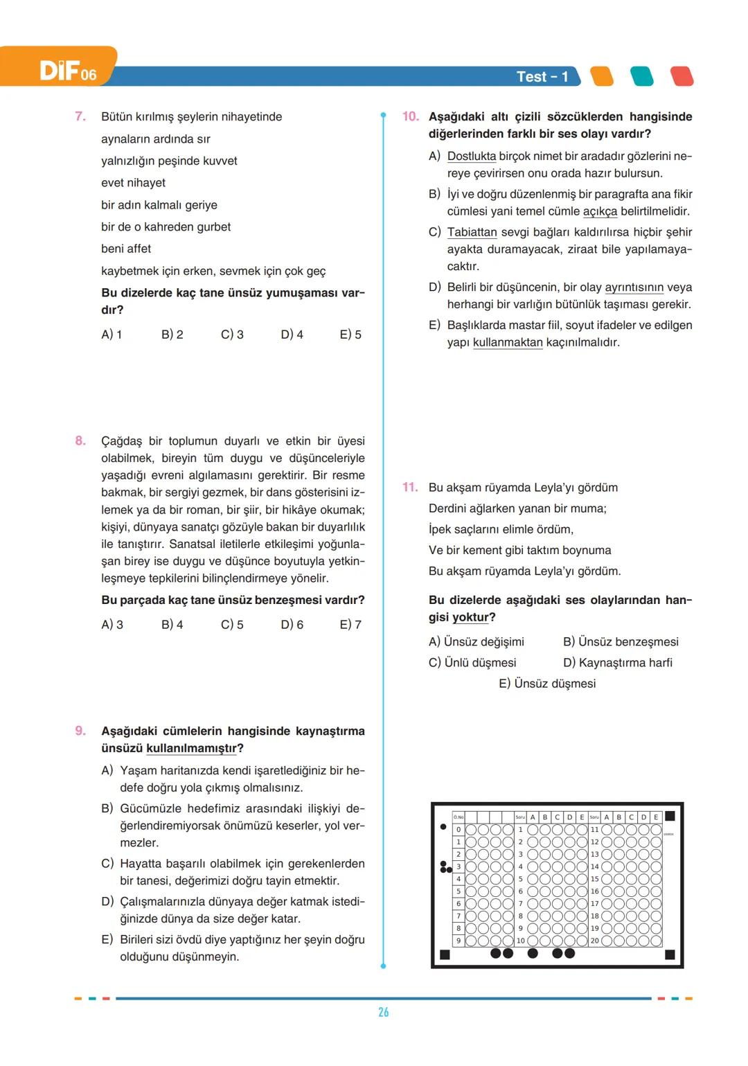 # FÖY
06
DIF
TÜRKÇE
SES BİLGİSİ
SES BİLGİSİ, YAZIM KURALLARI VE NOKTALAMA İŞARETLERİ
Türkçede sesler, ses yolundaki biçimlenişine göre ün