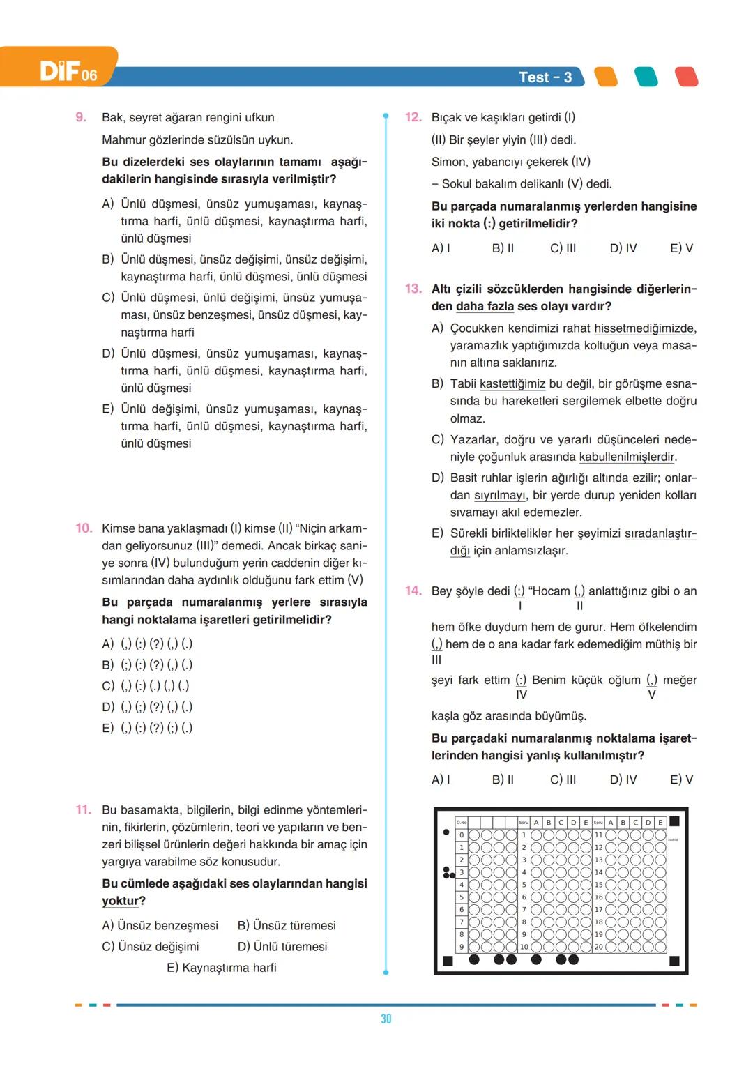 # FÖY
06
DIF
TÜRKÇE
SES BİLGİSİ
SES BİLGİSİ, YAZIM KURALLARI VE NOKTALAMA İŞARETLERİ
Türkçede sesler, ses yolundaki biçimlenişine göre ün