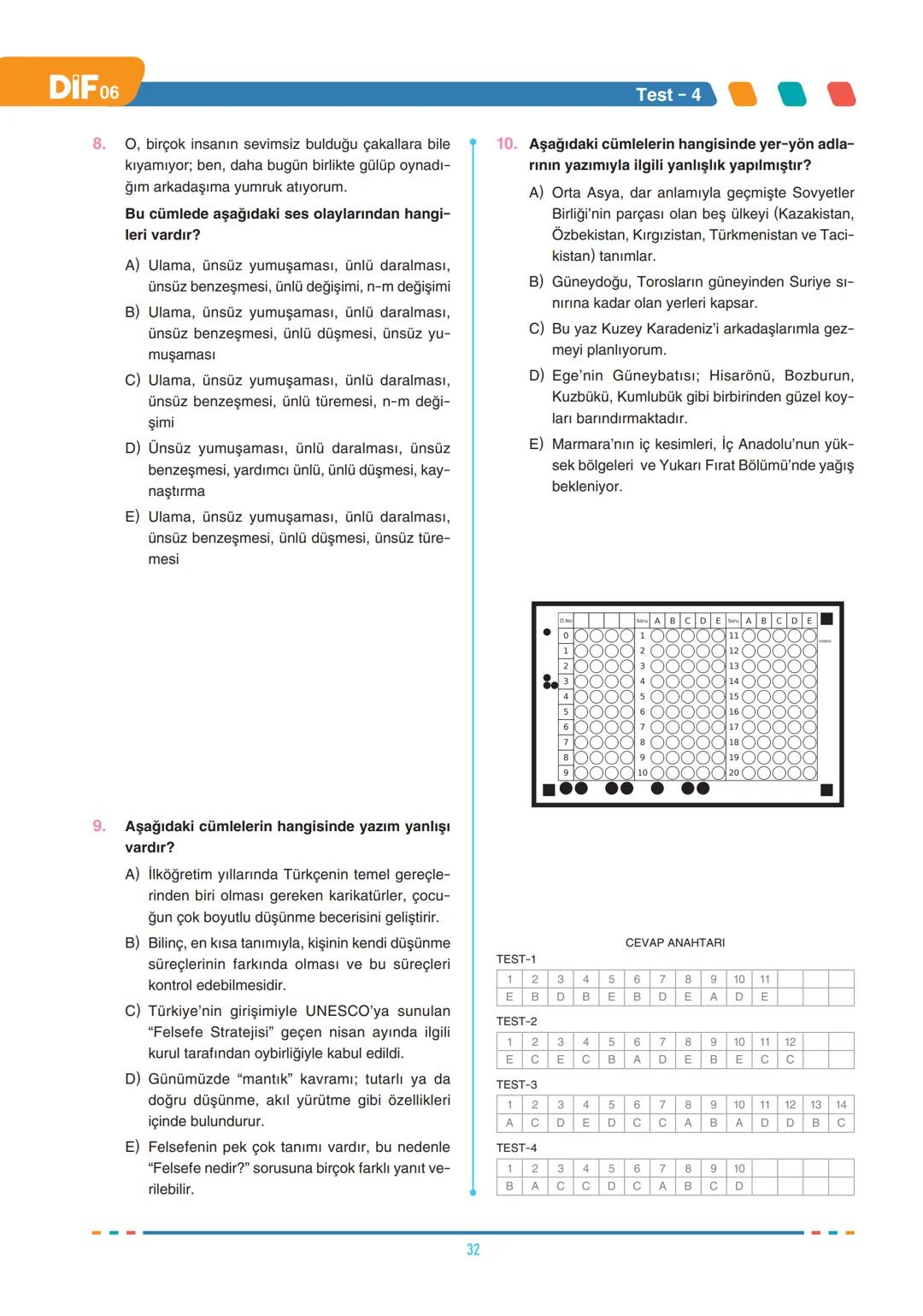 # FÖY
06
DIF
TÜRKÇE
SES BİLGİSİ
SES BİLGİSİ, YAZIM KURALLARI VE NOKTALAMA İŞARETLERİ
Türkçede sesler, ses yolundaki biçimlenişine göre ün