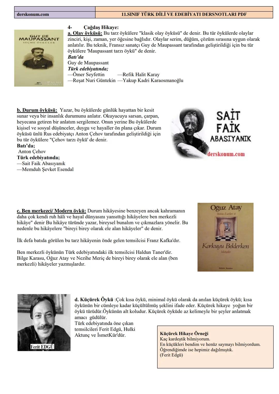 derskonum.com
11.SINIF TÜRK DİLİ VE EDEBİYATI DERSNOTLARI PDF
2.ÜNİTE: HİKAYE /ÖYKÜ
derskonum.com (Tüm notlar için)
PDF İÇERİĞİ
A- GENEL