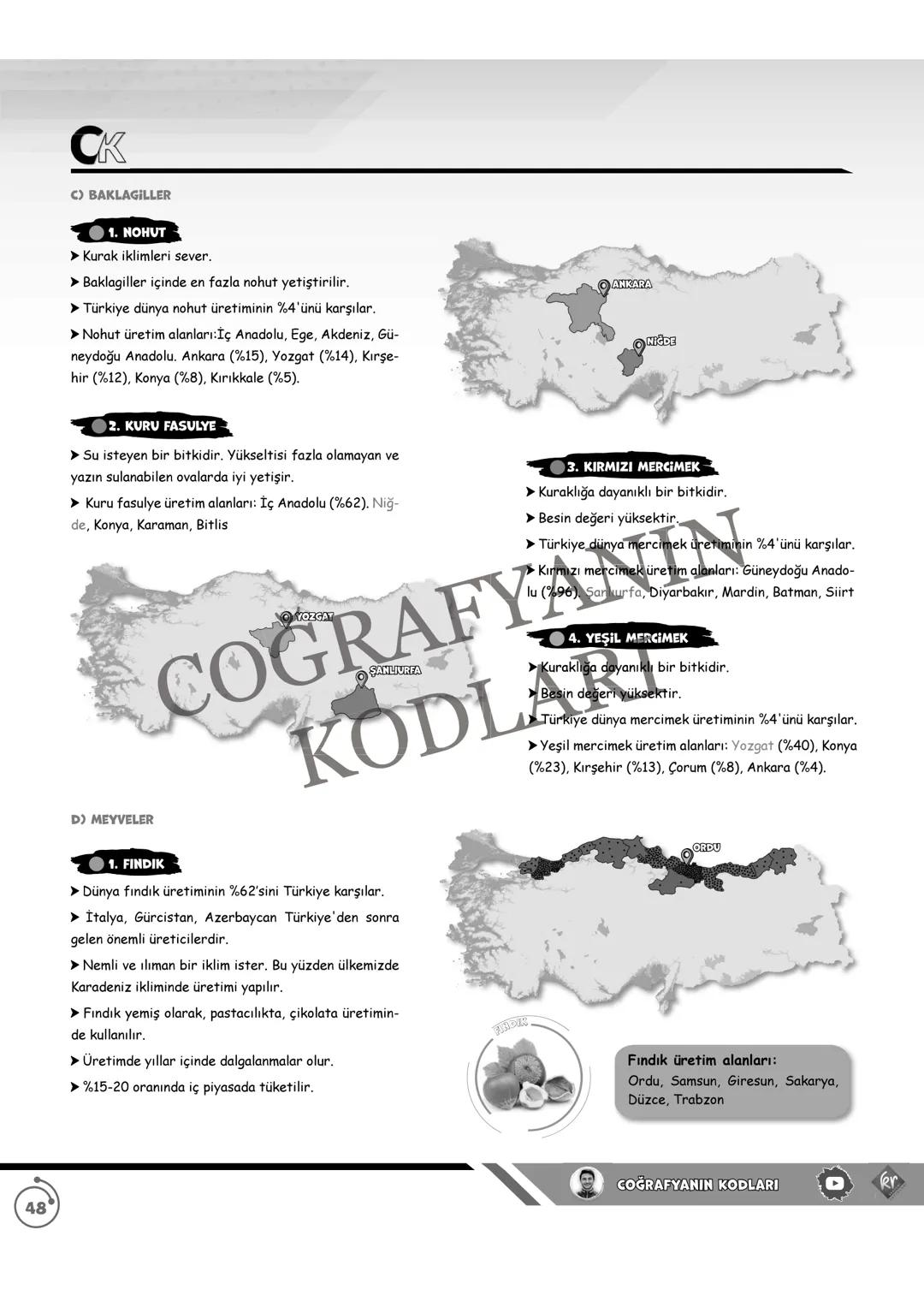 44
CK
TÜRKİYE'NİN TARIM ÜRÜNLERİ
A) TAHILLAR
1. BUĞDAY
➤ Olgunlaşma döneminde kuraklık ister.
➤ Türkiye genelinde yetiştirilen bir ürü
