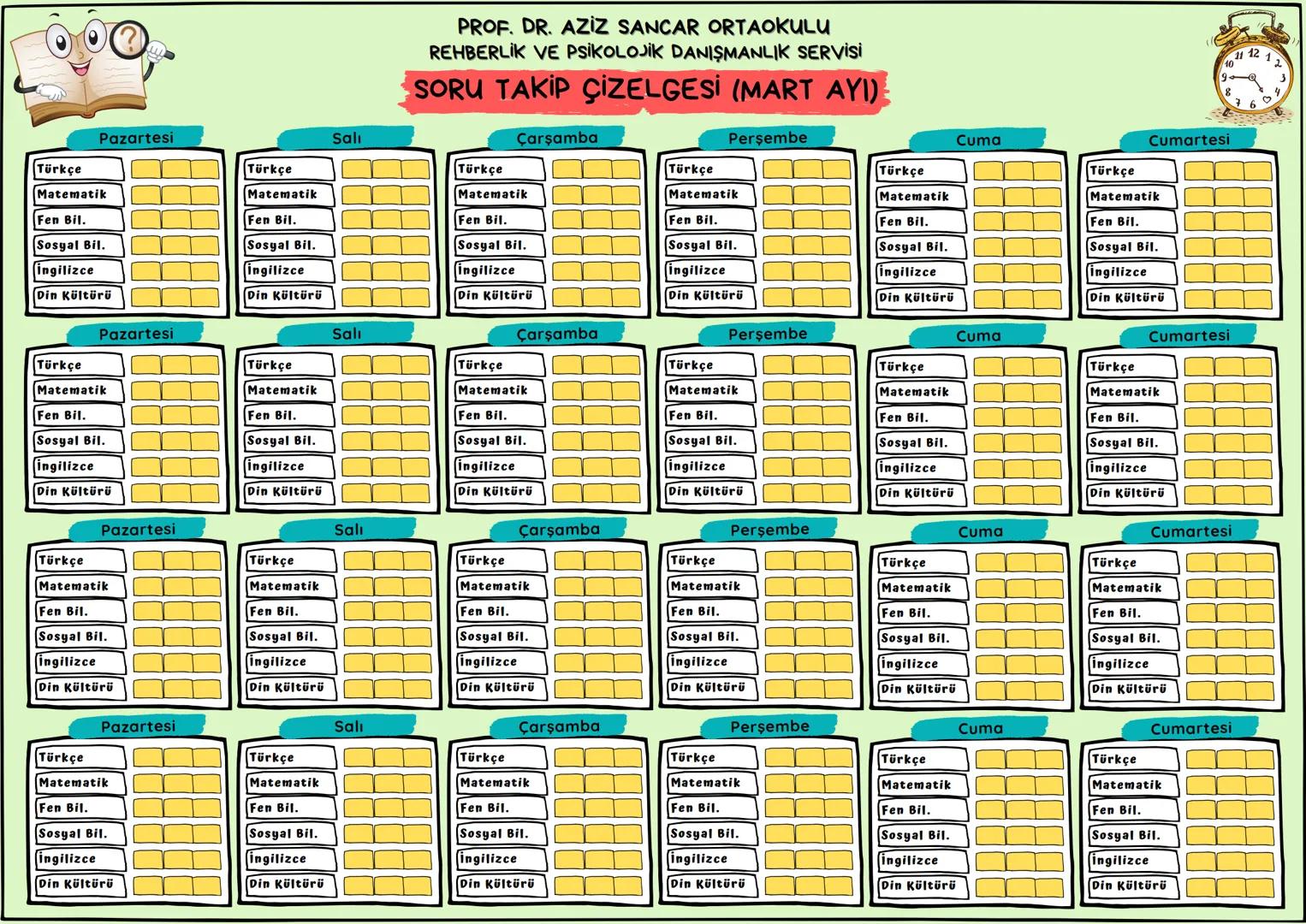 Merhaba
PROF. DR. AZİZ SANCAR ORTAOKULU
REHBERLİK VE PSİKOLOJİK DANIŞMANLIK SERVİSİ
DERS ÇALIŞMA PROGRAMI
(MART AYI)
MERHABA SEVGİLİ ÖĞRENCİ