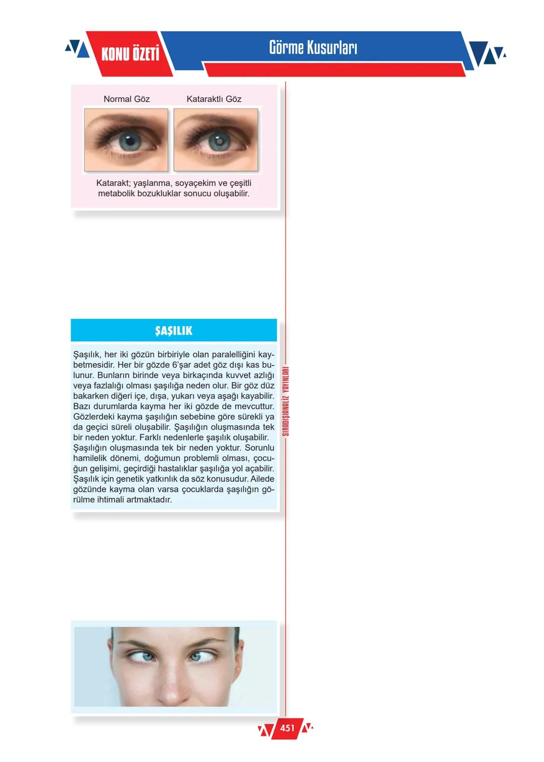 KONU ÖZETİ
Görme Kusurları
Astigmat
Hipermetrop
Miyop
Kirpik
Göz Bebeği
Sert tabaka
İris
Presbitlik
Katarakt
Şaşılık
Renk körlüğü
Kirpik kök