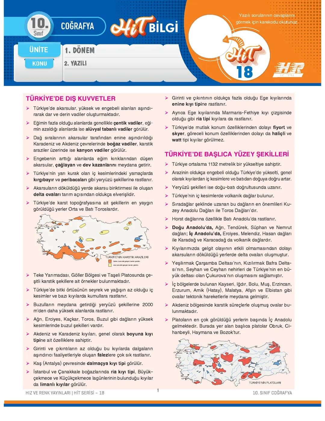 10.sınıf coğrafya ders notu