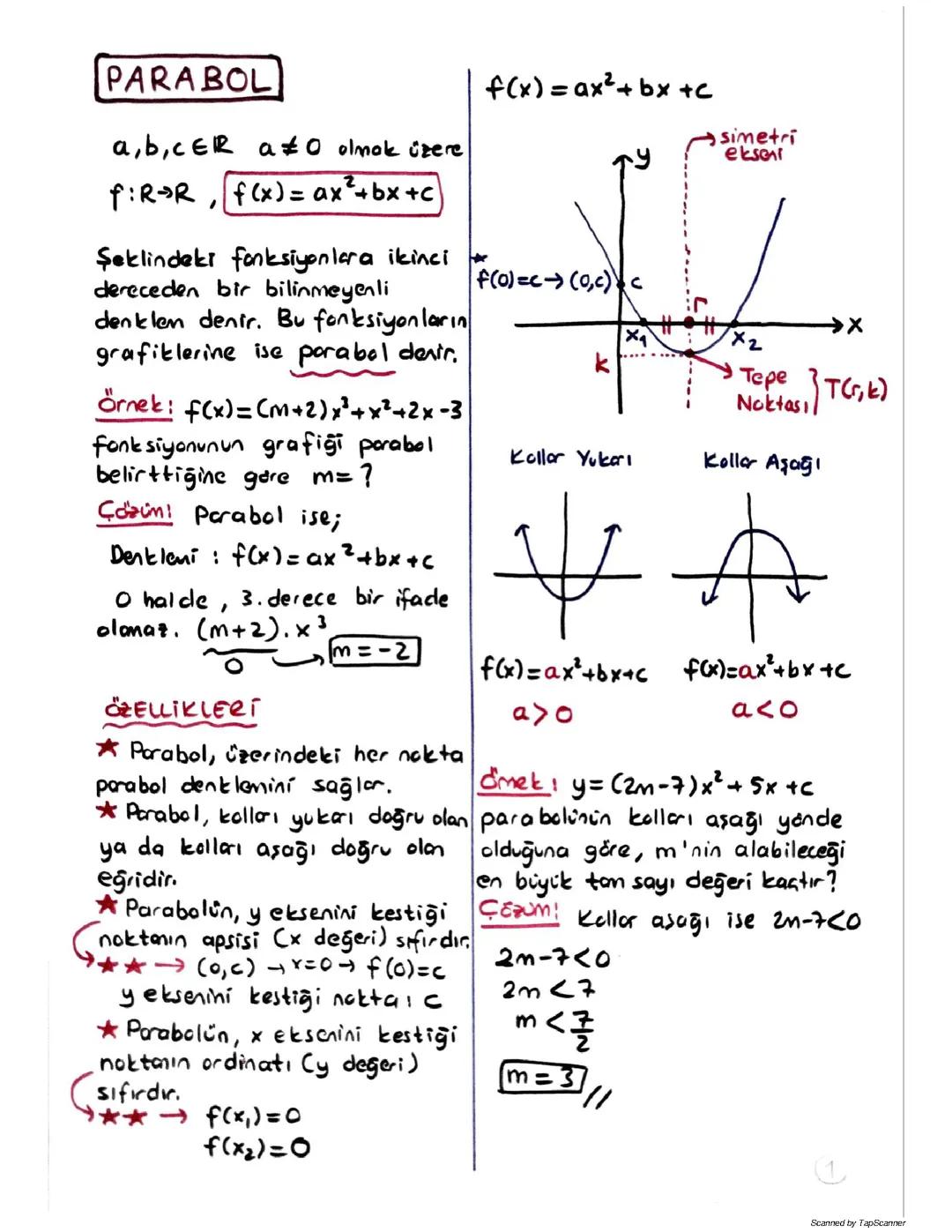 Parabol Konu Anlatımı: Temel Bilgiler ve Örnekler