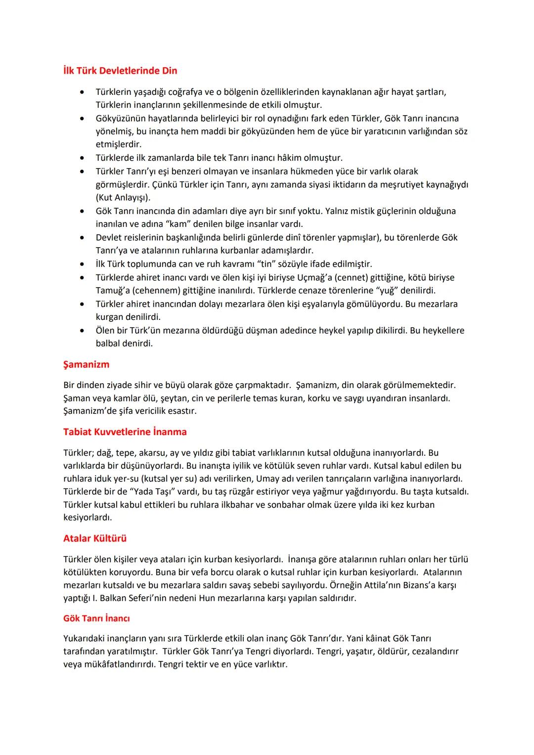 # İlk Türk Devletlerinde Din
* Türklerin yaşadığı coğrafya ve o bölgenin özelliklerinden kaynaklanan ağır hayat şartları, Türklerin inanç