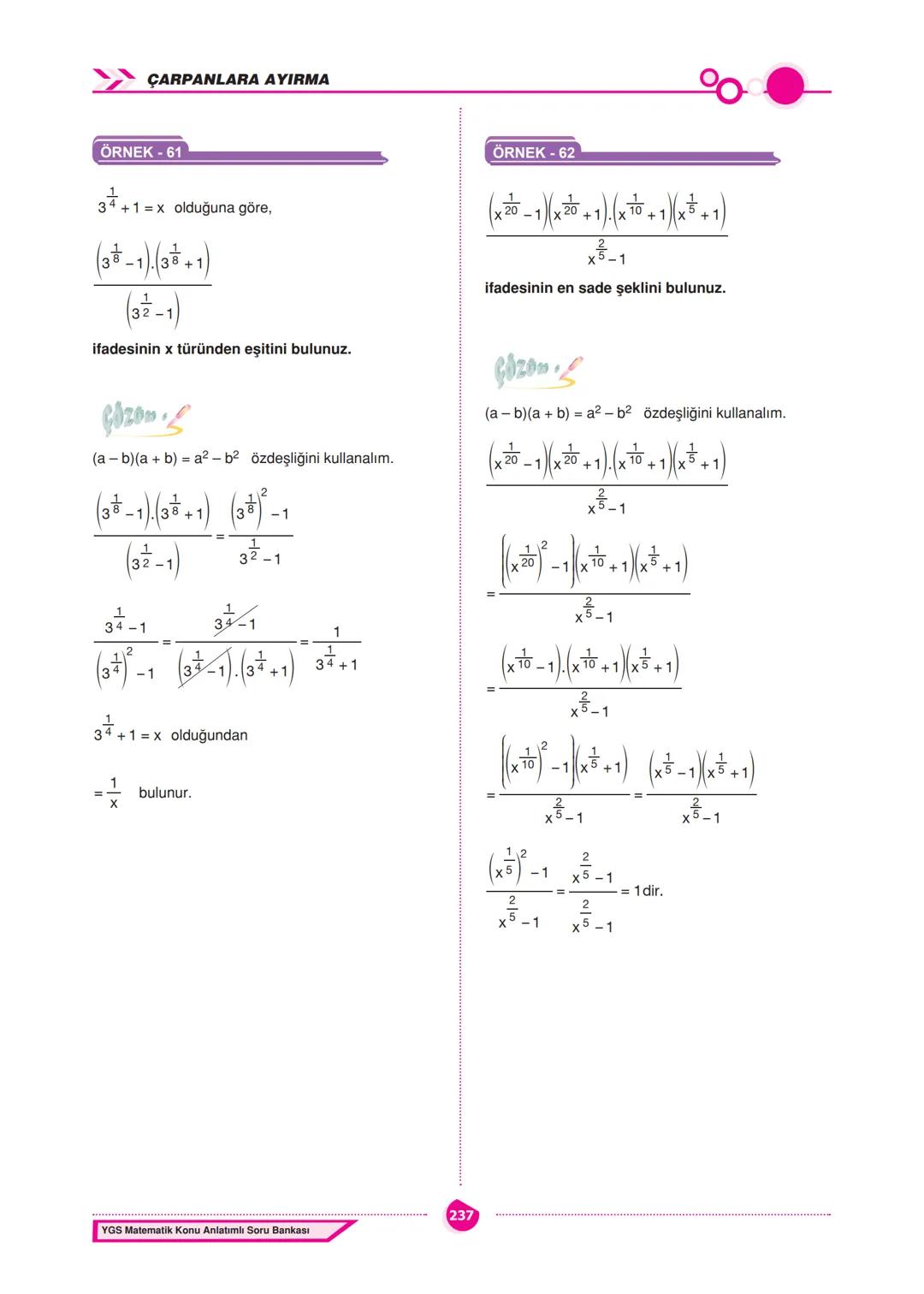 CARPANLARA AYIRMA
ÇARPANLARA AYIRMA
İçerisinde bilinmeyen bulunan ve bilinmeyenlerin
her değeri için daima doğru olan eşitliklere özdeşlik
d