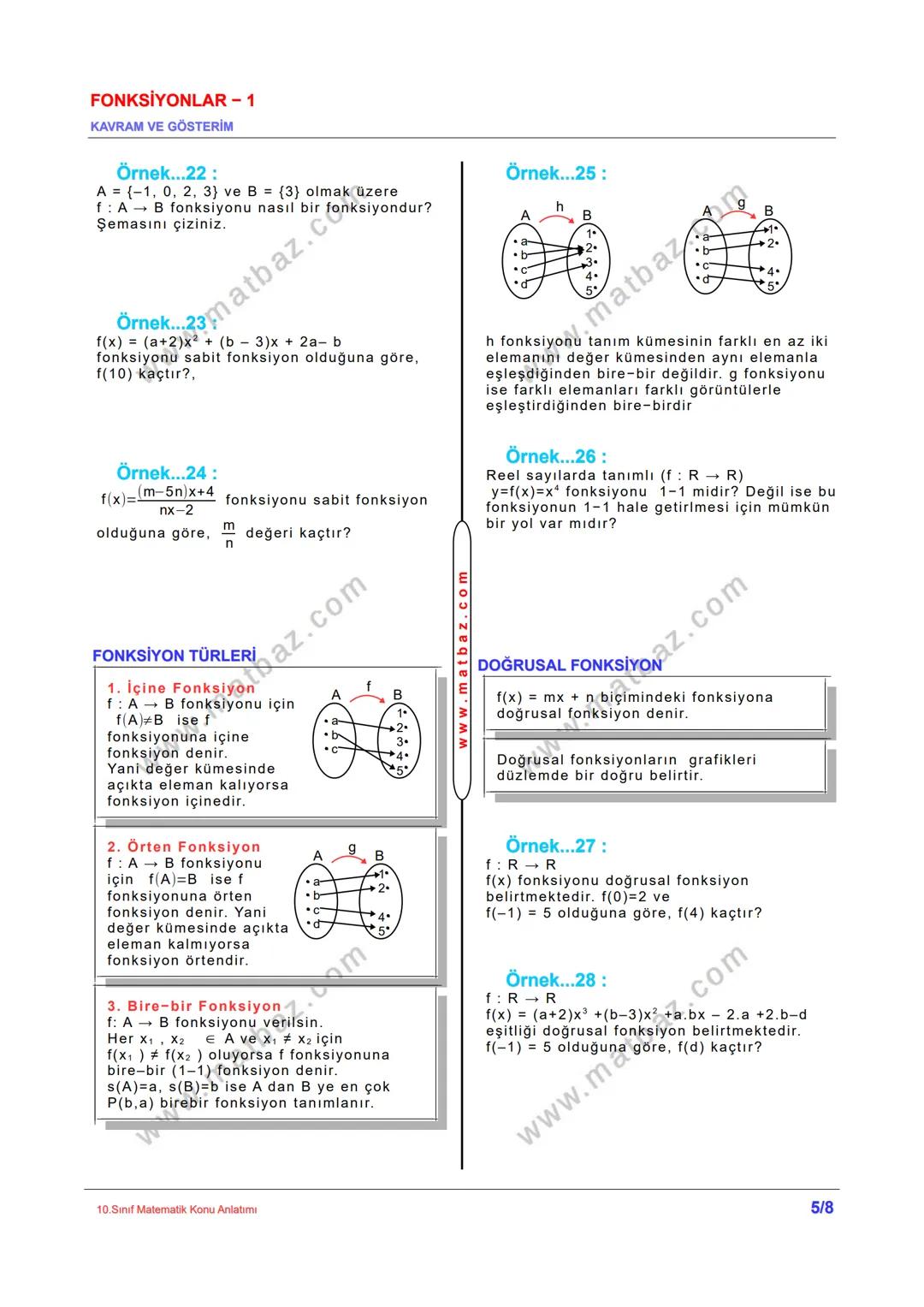 FONKSİYONLAR - 1
KAVRAM VE GÖSTERİM
KAVRAM OLARAK FONKSİYON
"Bir arabanın aldığı yol (x), zamana (t)
bağlıdır."
ifadesinin denklem şeklinde