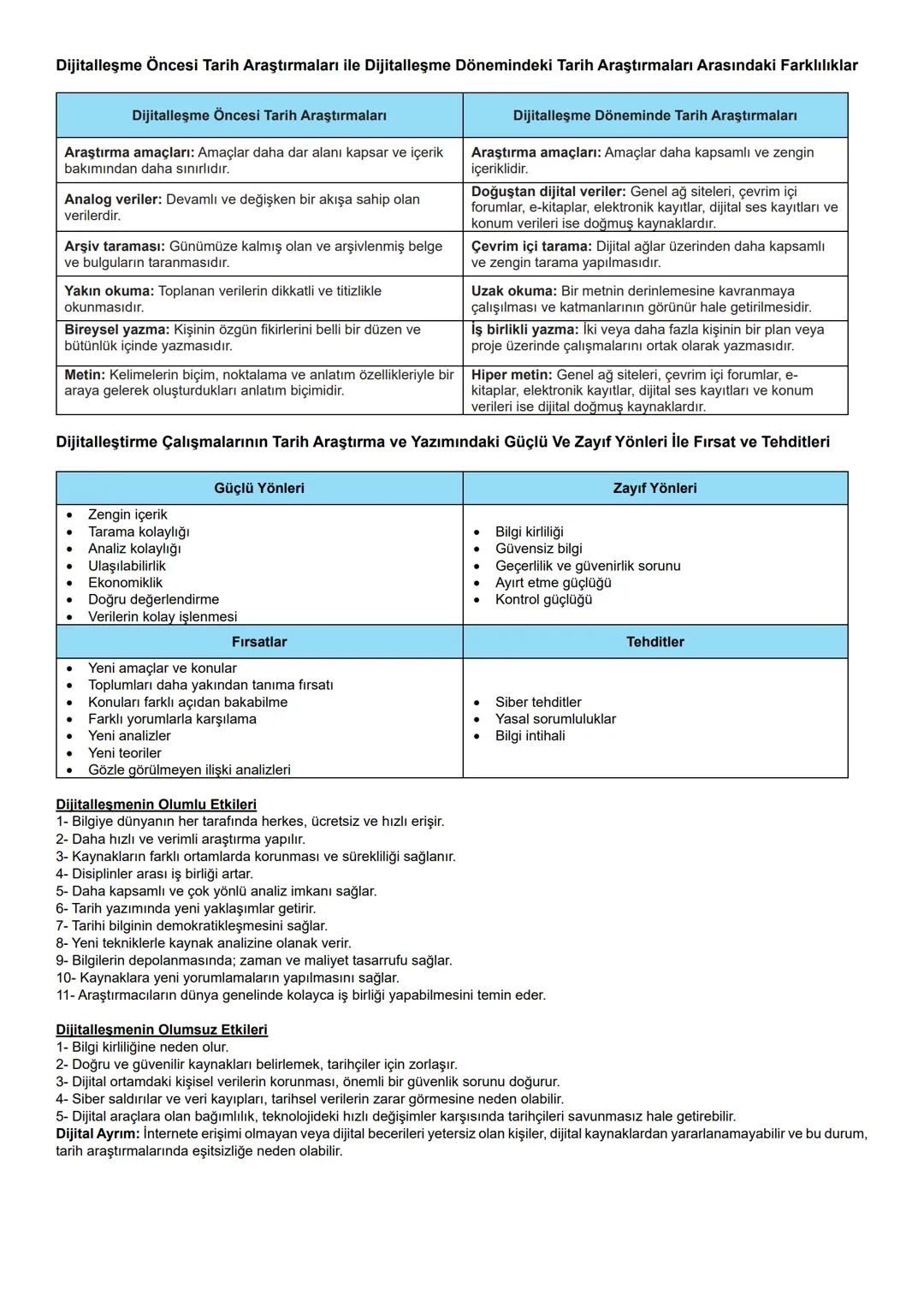 # 1.4. TARİH ARAŞTIRMA VE YAZIMINDA DİJİTAL DÖNÜŞÜM
Dijitalleşme ile İlgili Başlıca Kavramlar:
Sayısallaştırma: Tarih araştırma ve yazımın
