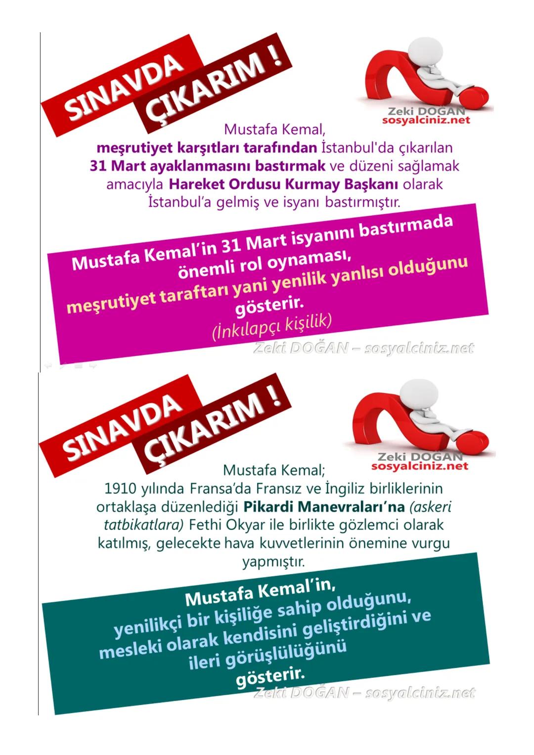 # T.C. İNKILAP TARİHİ
# VE ATATÜRKÇÜLÜK
# BİR KAHRAMAN
# DOĞUYOR ÜNİTESİ
# SINAVLARDA
# KARŞIMIZA ÇIKAN
# ÖNEMLİ ÇIKARIMLAR SINAVDA
ÇIKARI