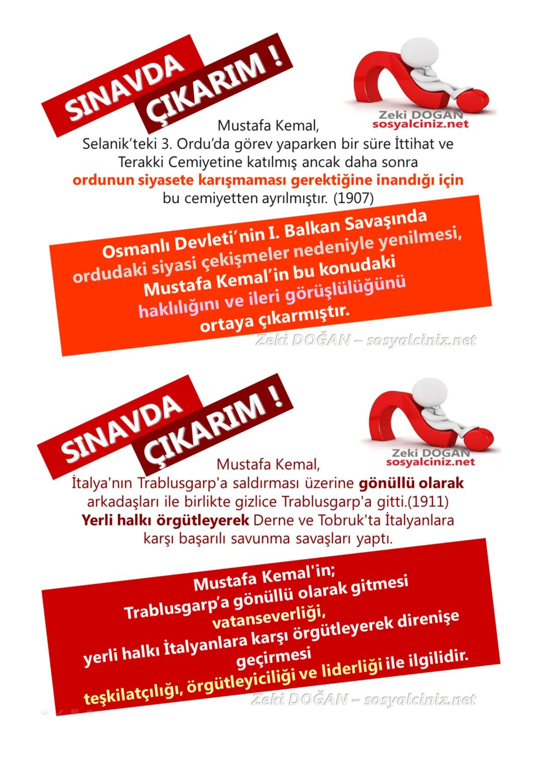 # T.C. İNKILAP TARİHİ
# VE ATATÜRKÇÜLÜK
# BİR KAHRAMAN
# DOĞUYOR ÜNİTESİ
# SINAVLARDA
# KARŞIMIZA ÇIKAN
# ÖNEMLİ ÇIKARIMLAR SINAVDA
ÇIKARI