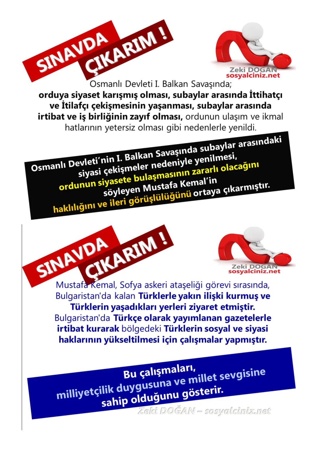 # T.C. İNKILAP TARİHİ
# VE ATATÜRKÇÜLÜK
# BİR KAHRAMAN
# DOĞUYOR ÜNİTESİ
# SINAVLARDA
# KARŞIMIZA ÇIKAN
# ÖNEMLİ ÇIKARIMLAR SINAVDA
ÇIKARI