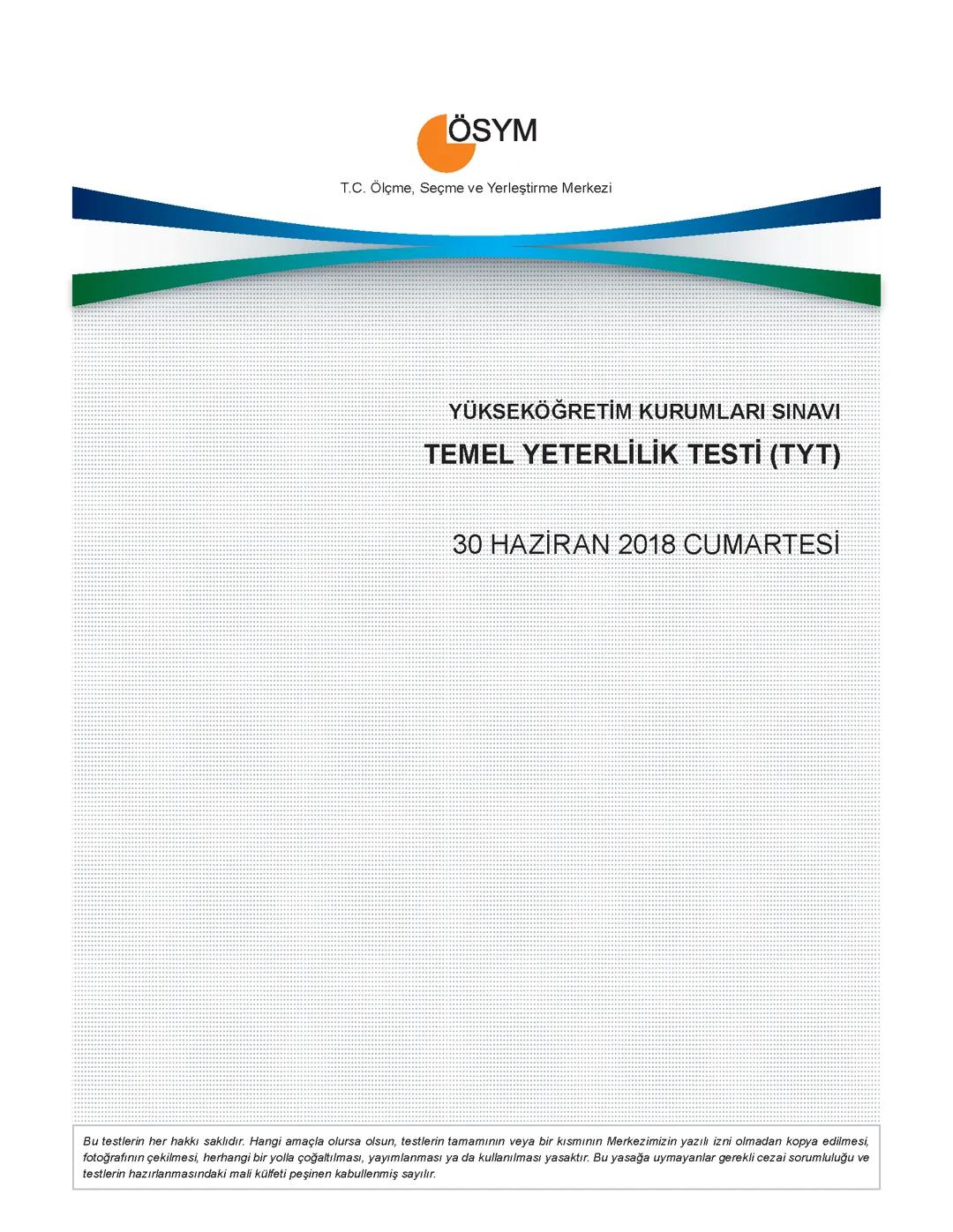 2018 TYT sınavı