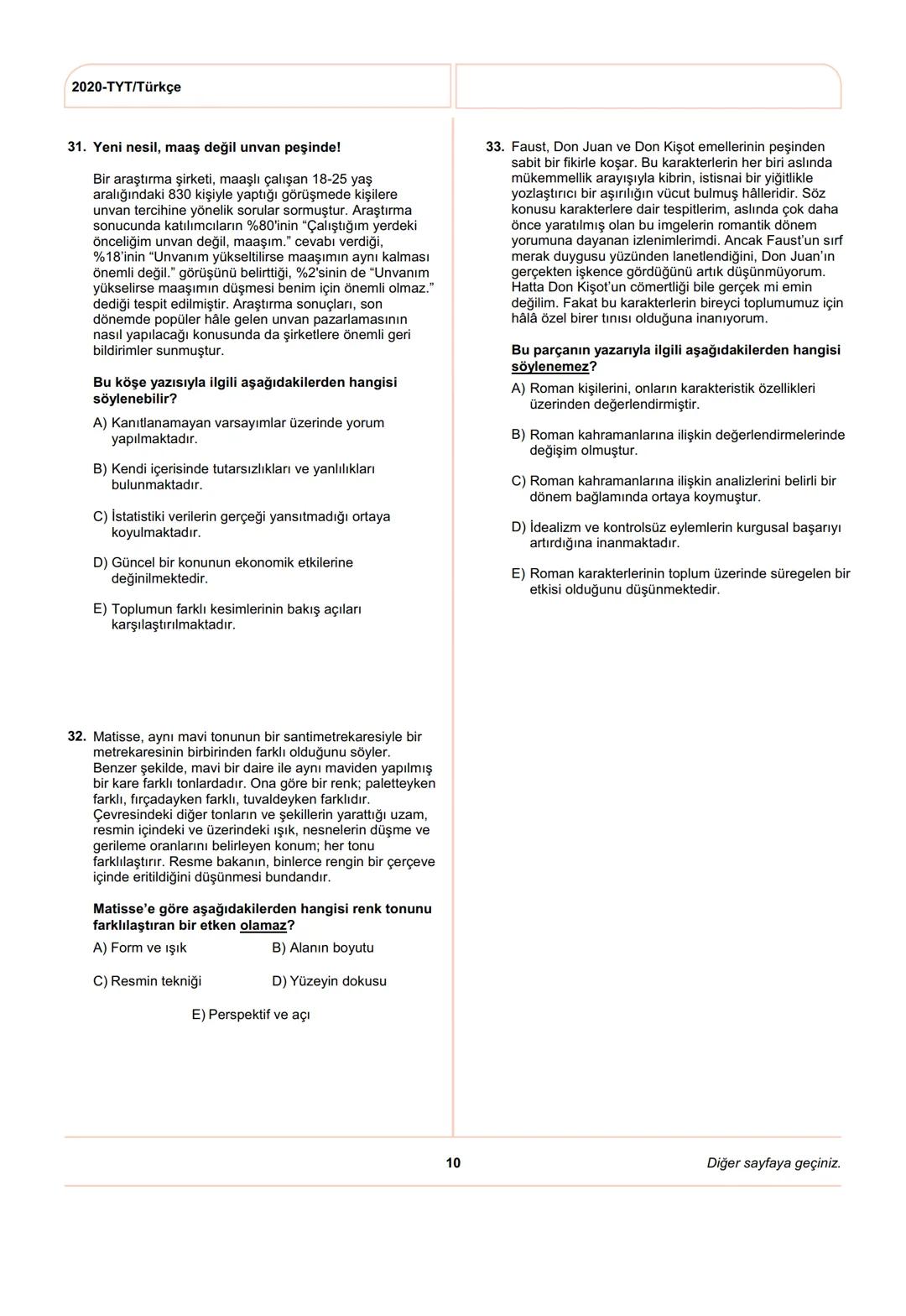 ÖSYM
T.C. Ölçme, Seçme ve Yerleştirme Merkezi
YÜKSEKÖĞRETİM KURUMLARI SINAVI
TEMEL YETERLİLİK TESTİ (TYT)
27 HAZİRAN 2020 CUMARTESİ
Bu t