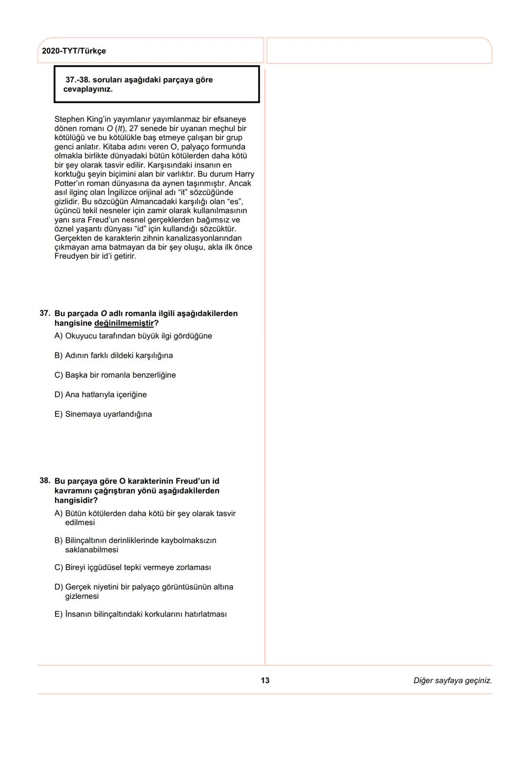 ÖSYM
T.C. Ölçme, Seçme ve Yerleştirme Merkezi
YÜKSEKÖĞRETİM KURUMLARI SINAVI
TEMEL YETERLİLİK TESTİ (TYT)
27 HAZİRAN 2020 CUMARTESİ
Bu t