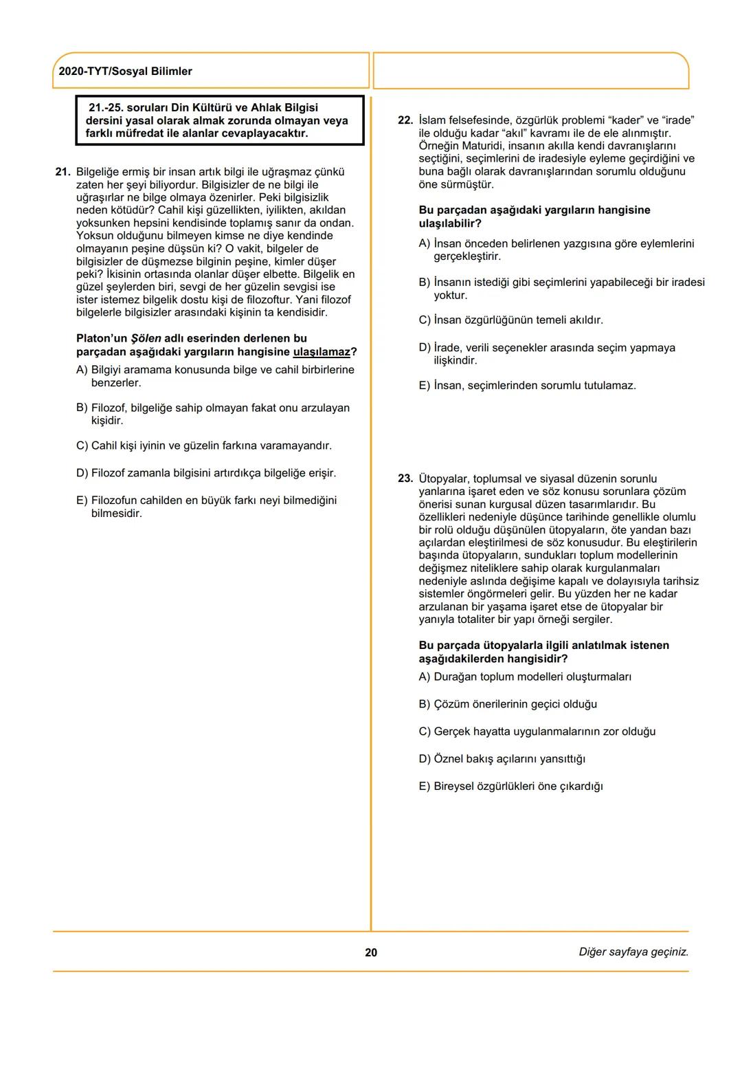 ÖSYM
T.C. Ölçme, Seçme ve Yerleştirme Merkezi
YÜKSEKÖĞRETİM KURUMLARI SINAVI
TEMEL YETERLİLİK TESTİ (TYT)
27 HAZİRAN 2020 CUMARTESİ
Bu t