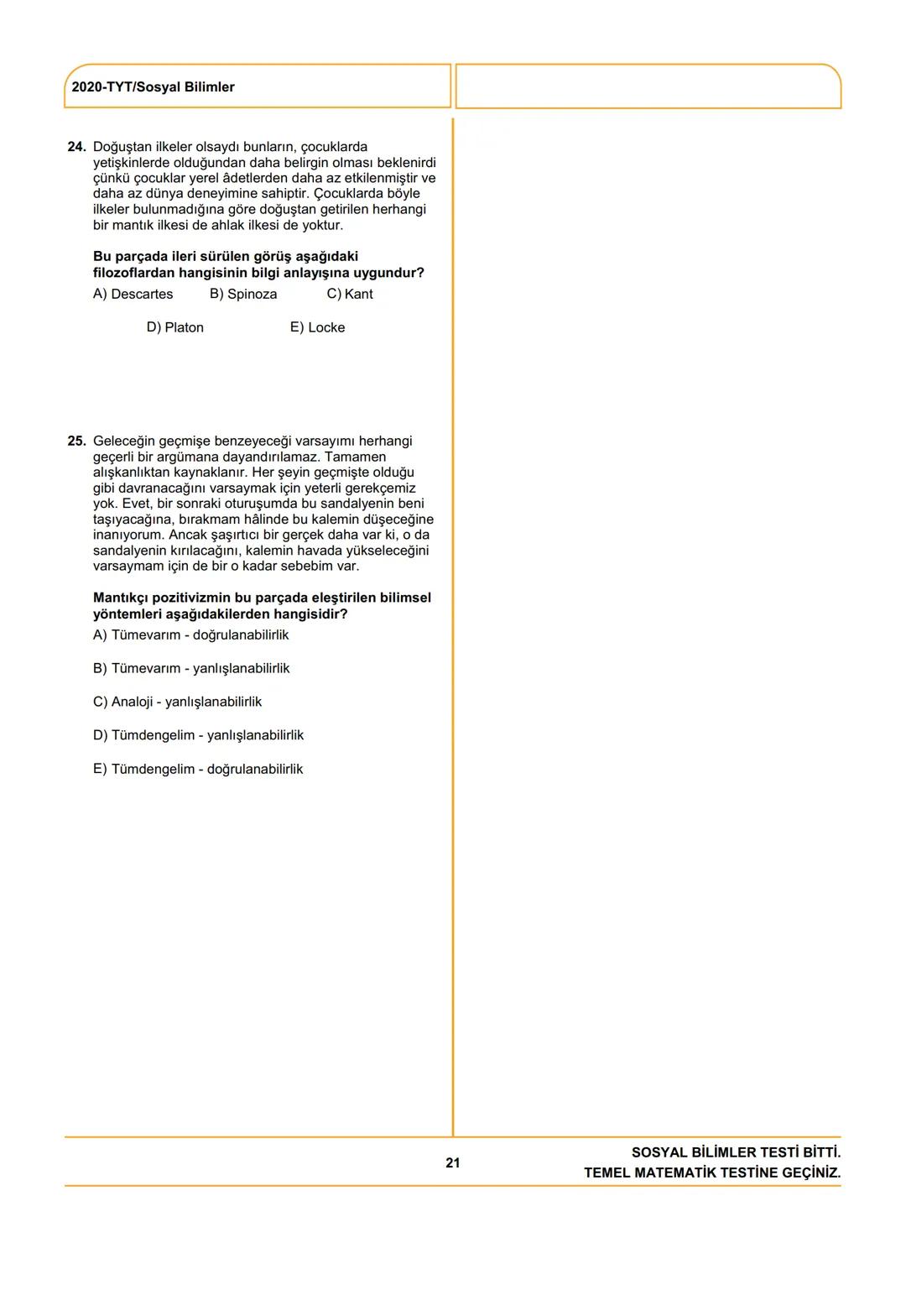 ÖSYM
T.C. Ölçme, Seçme ve Yerleştirme Merkezi
YÜKSEKÖĞRETİM KURUMLARI SINAVI
TEMEL YETERLİLİK TESTİ (TYT)
27 HAZİRAN 2020 CUMARTESİ
Bu t