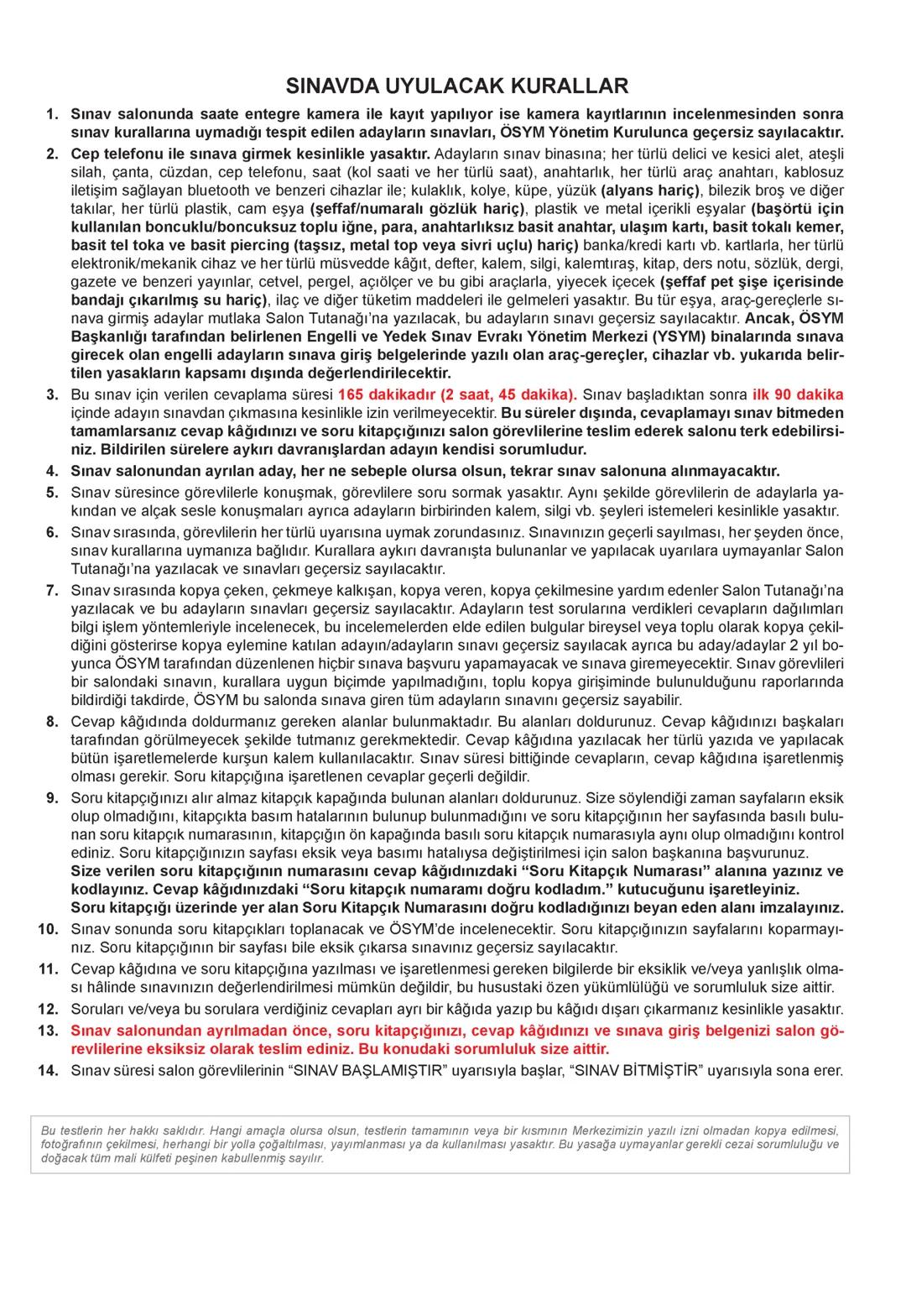 ÖSYM
T.C. Ölçme, Seçme ve Yerleştirme Merkezi
YÜKSEKÖĞRETİM KURUMLARI SINAVI
TEMEL YETERLİLİK TESTİ (TYT)
27 HAZİRAN 2020 CUMARTESİ
Bu t