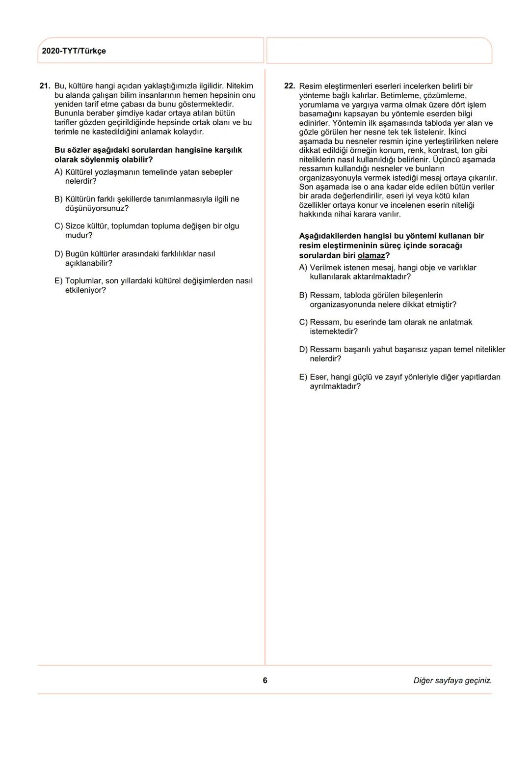 ÖSYM
T.C. Ölçme, Seçme ve Yerleştirme Merkezi
YÜKSEKÖĞRETİM KURUMLARI SINAVI
TEMEL YETERLİLİK TESTİ (TYT)
27 HAZİRAN 2020 CUMARTESİ
Bu t