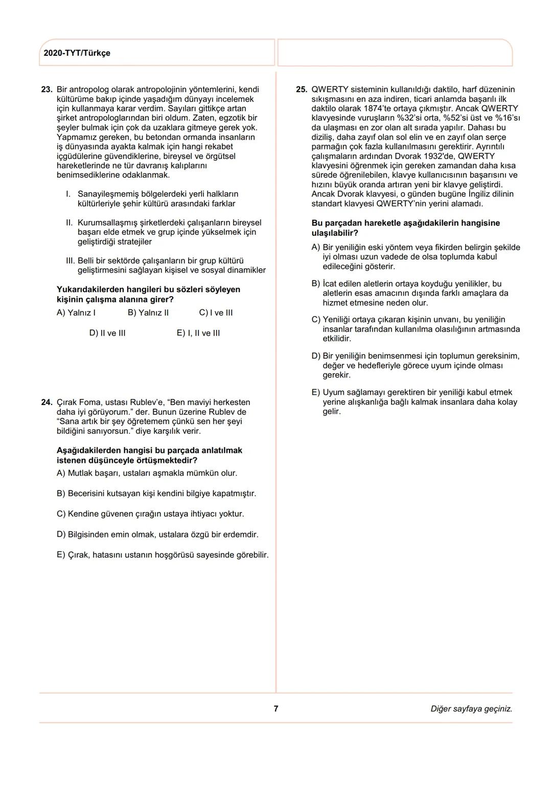ÖSYM
T.C. Ölçme, Seçme ve Yerleştirme Merkezi
YÜKSEKÖĞRETİM KURUMLARI SINAVI
TEMEL YETERLİLİK TESTİ (TYT)
27 HAZİRAN 2020 CUMARTESİ
Bu t