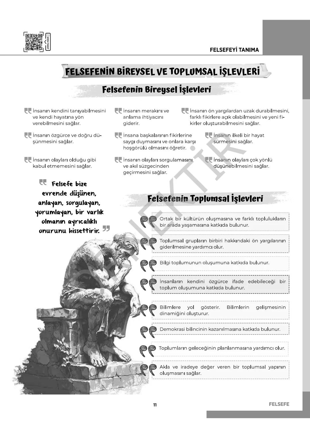 Pr
FELSEFEYİ TANIMA
BU ÜNİTEDE
NELER ÖĞRENECEĞİZ?
1- Felsefe Nedir?
2- Filozof Kimdir?
33- Felsefenin Ortaya Çıkışı
4- Felsefenin Konuları