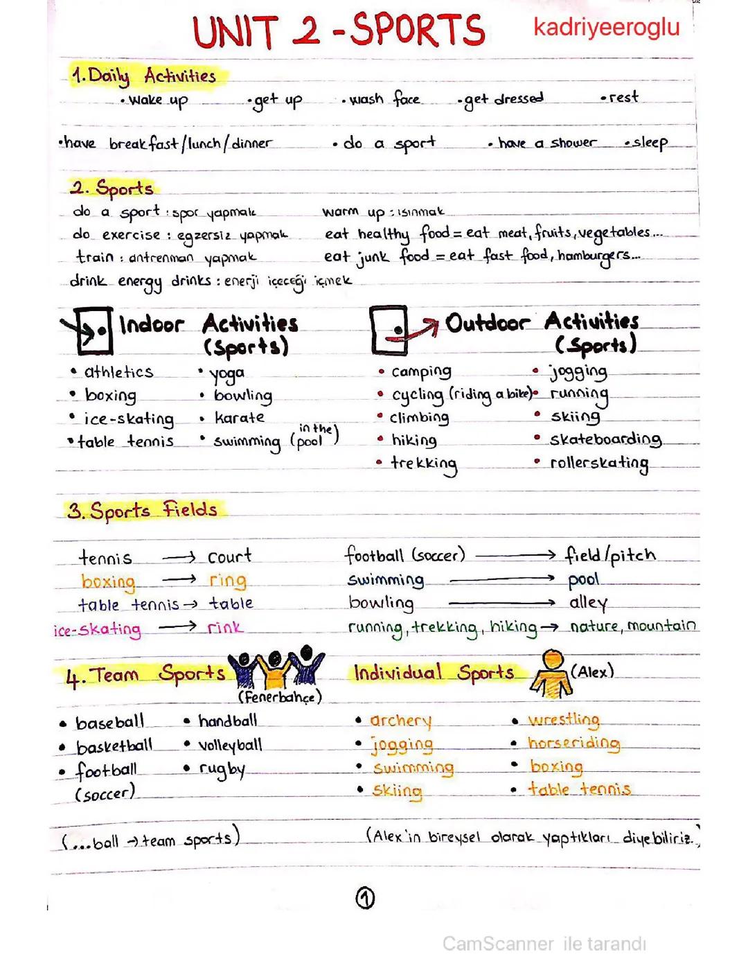 7. Sınıf İngilizce 2.ünite