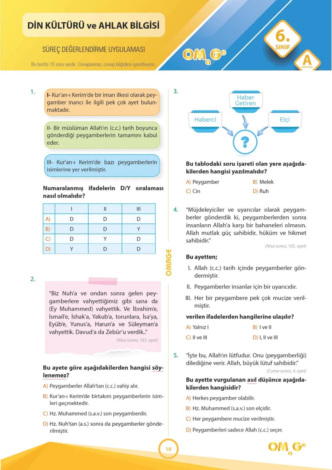 241003
6.
SINIF
SÜREÇ DEĞERLENDİRME
UYGULAMASI
Adı Soyadı:
Okulu:
Sınıfı / Şubesi:
Numarası:
SÖZEL BÖLÜM
A
KİTAPÇIĞI
Dersler Soru Sayı