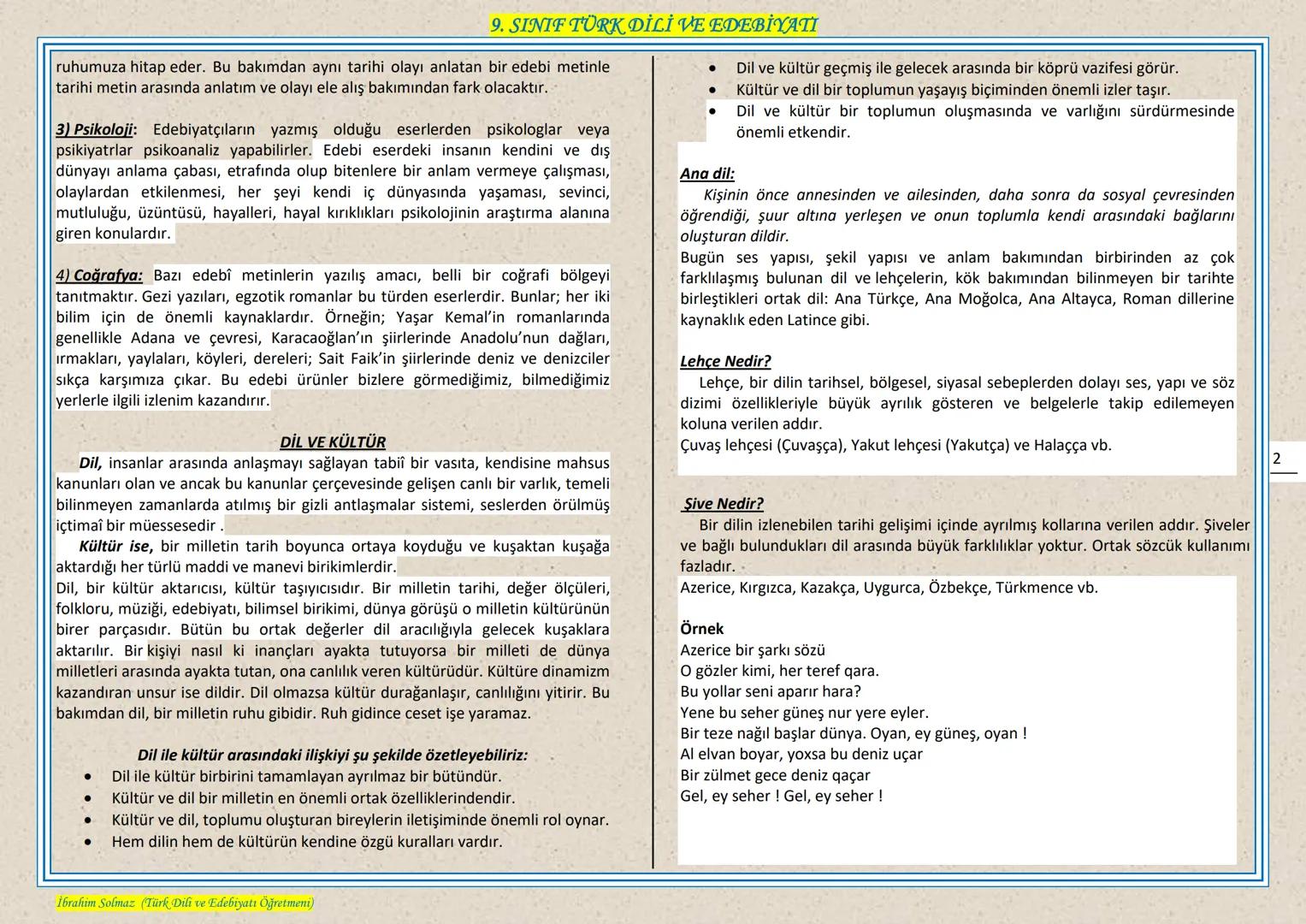 # 9. SINIF TÜRK DİLİ VE EDEBIYATI
## EDEBIYAT NEDIR?
Edebiyat, kişinin duygu ve hayallerini, kendine özgü bir dil kullanarak, estetik kura