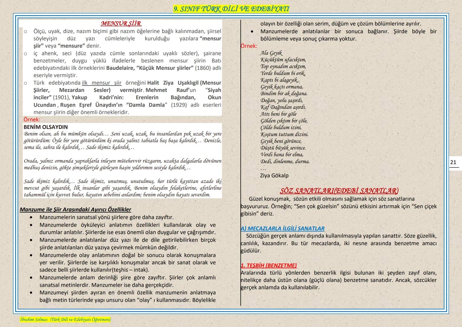 # 9. SINIF TÜRK DİLİ VE EDEBIYATI
## EDEBIYAT NEDIR?
Edebiyat, kişinin duygu ve hayallerini, kendine özgü bir dil kullanarak, estetik kura