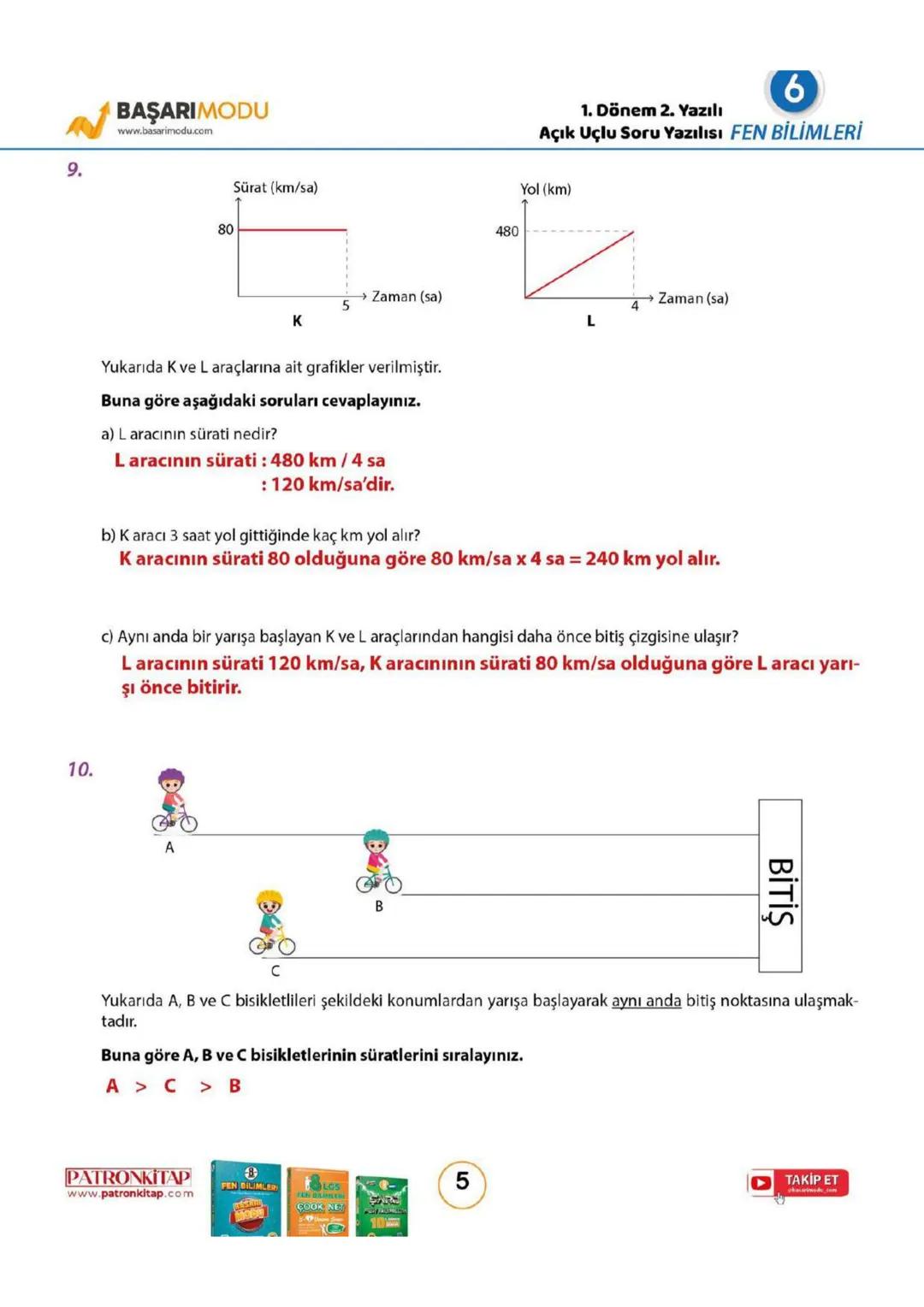 1.
2.
BAŞARIMODU
www.basarimodu.com
Güneş
1. Dönem 2. Yazılı
6
Açık Uçlu Soru Yazılısı FEN BİLİMLERİ
1 2 3
4 5 6 7 8
Yukarıda Güneş s