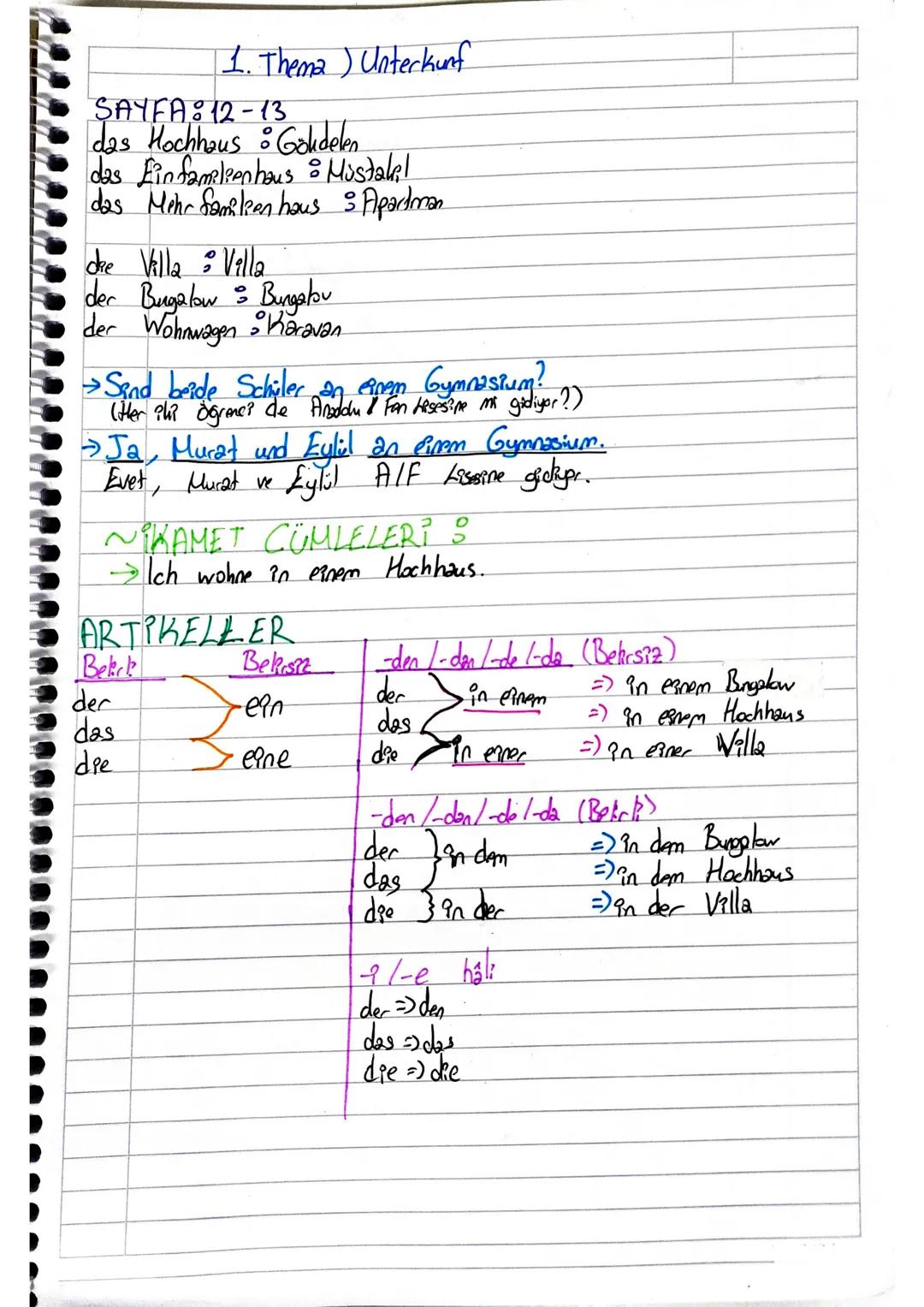 Almanca 11.sınıf 1.ünite ders notu