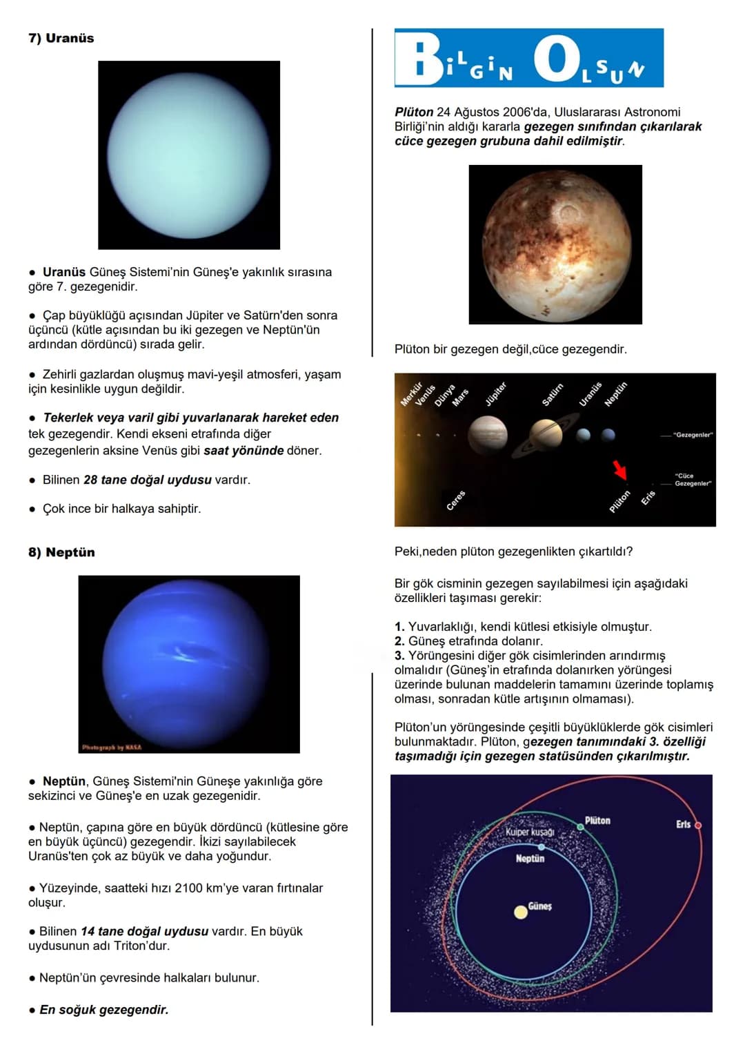 6.SINIF 1.ÜNİTE
GÜNEŞ SİSTEMİ VE
TUTULMALAR
GÜNEŞ SİSTEMİ
1.BÖLÜM: GÜNEŞ SİSTEMİ
Güneş'in çevresinde dolanan birçok gök cismi vardır. Bu
g