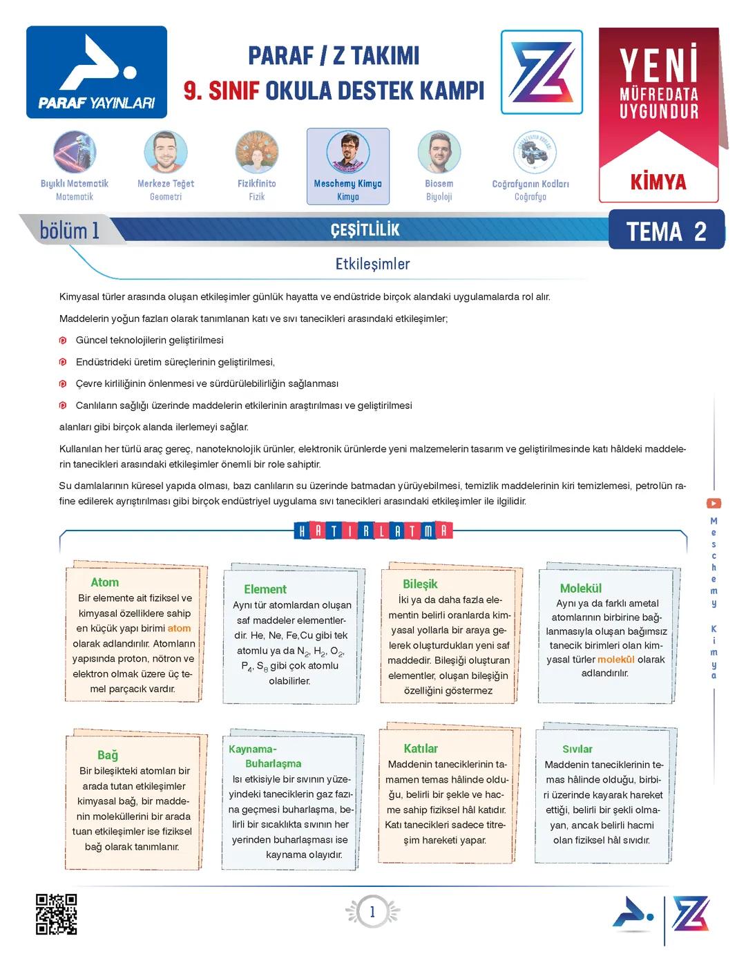 9. Sınıf kimya