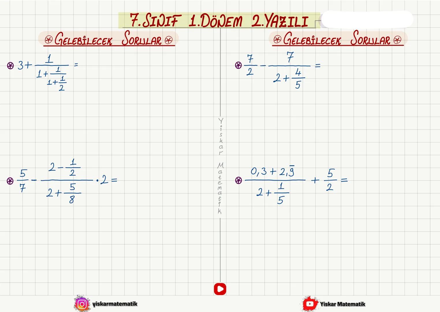 ◇TOPLAMA İŞLEMİ
NOT
7. SINIF 1. DÖNEM 2. YAZILI
① Aynı işaretli ise : Artı (Topla)
Ortak işaret
◇(+4) + (+7)=
◇(-4)+(-7) =
◇(+13)+(+5