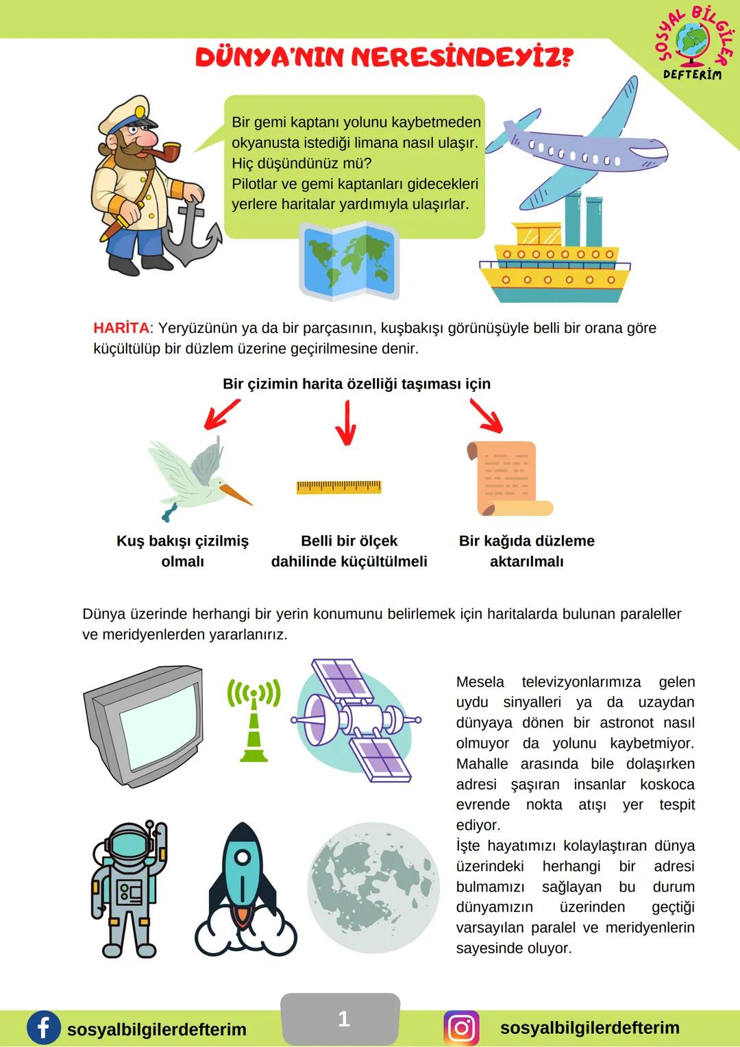 6.SINIF 3.ÜNİTE
E
SOSYAL BİLGİLER
DERS NOTU
SOSYAL
BİLGİLE
DEFTERİM
BİLGİ ŞENTÜRK DÜNYA'NIN NERESİNDEYİZ?
Bir gemi kaptanı yolunu kaybetmede