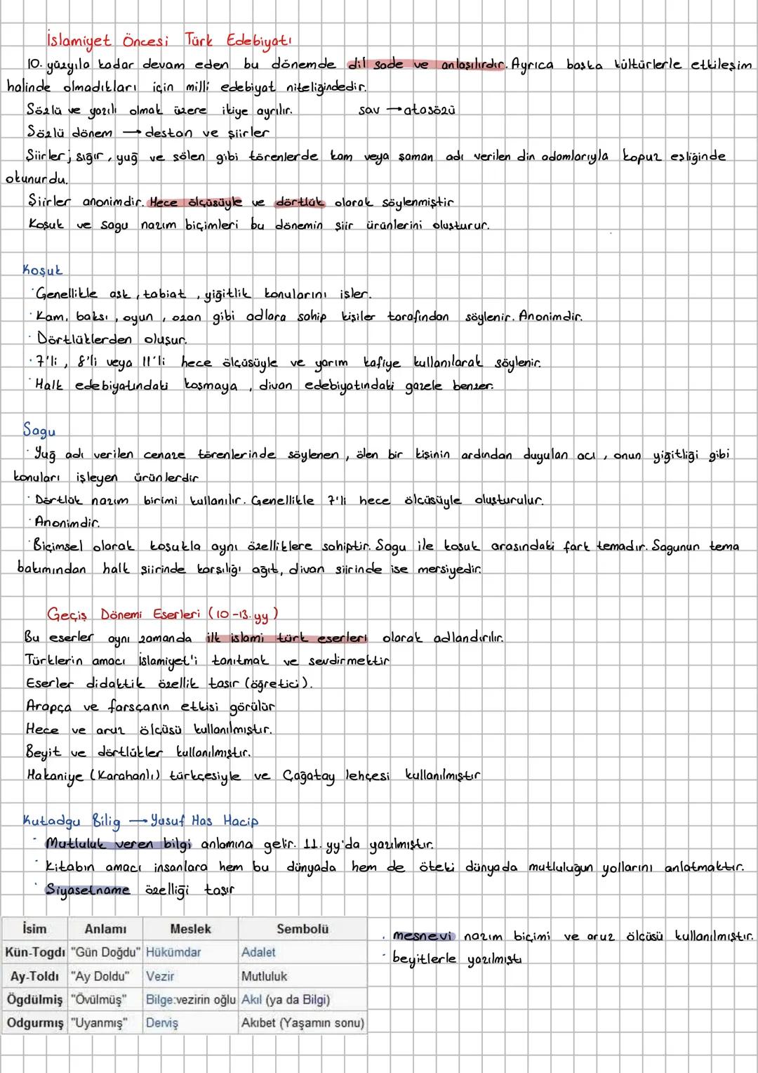 # Islamiyet Öncesi Türk Edebiyatı
1-Sözlü Edebiyat
Yabancı etkilerden uzak ve milli bir edebiyattır.
Savsogu, kosuk ve destanlar yer alır.