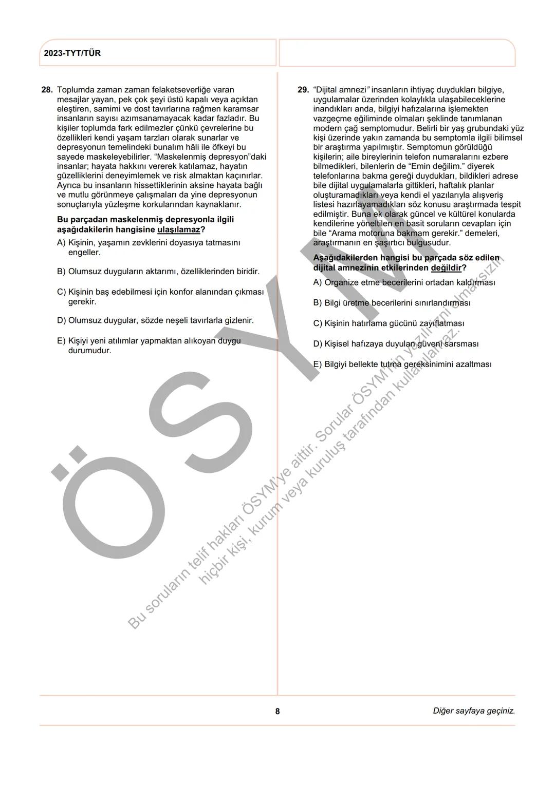 ÖSYM
T.C. Ölçme, Seçme ve Yerleştirme Merkezi
YÜKSEKÖĞRETİM KURUMLARI SINAVI
TEMEL YETERLİLİK TESTİ
(2023-TYT)
17 HAZİRAN 2023 CUMARTESİ
Bu