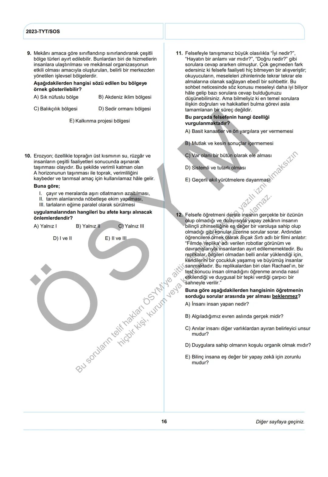 ÖSYM
T.C. Ölçme, Seçme ve Yerleştirme Merkezi
YÜKSEKÖĞRETİM KURUMLARI SINAVI
TEMEL YETERLİLİK TESTİ
(2023-TYT)
17 HAZİRAN 2023 CUMARTESİ
Bu