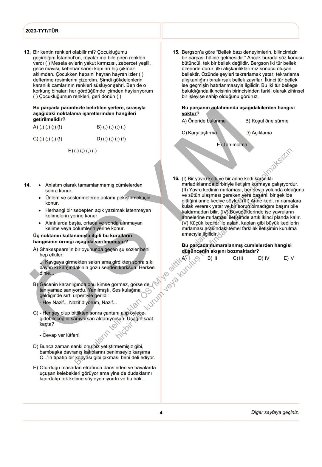 ÖSYM
T.C. Ölçme, Seçme ve Yerleştirme Merkezi
YÜKSEKÖĞRETİM KURUMLARI SINAVI
TEMEL YETERLİLİK TESTİ
(2023-TYT)
17 HAZİRAN 2023 CUMARTESİ
Bu