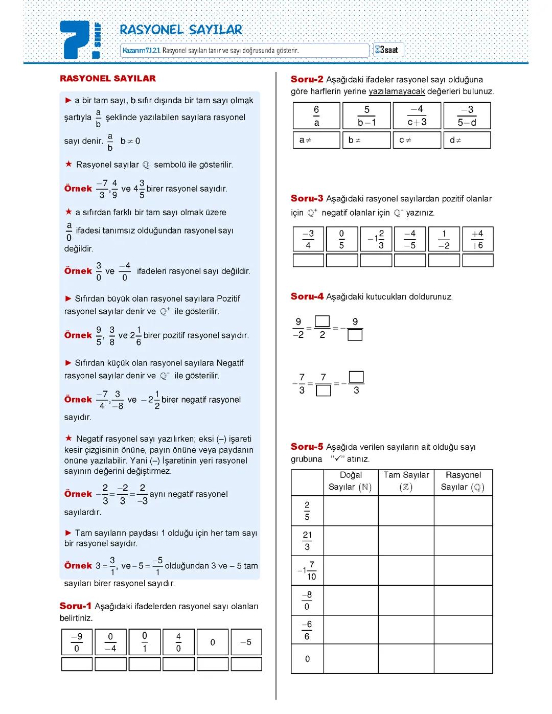 7. Sınıf Rasyonel ve Ondalık Sayılar Rehberi