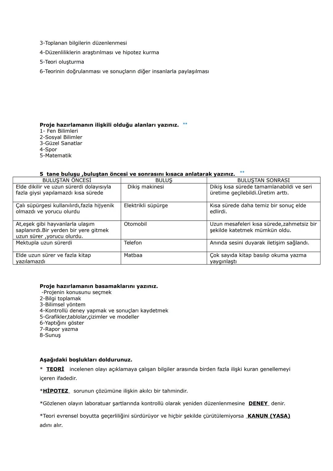 # PROJE DERSİ 1.DÖNEM 1.YAZILI ÇALIŞMA SORULARI
Proje hazırlama dersinin genel amaçlarından 5 tanesini yazınız.
1-Bilgi kaynaklarına ulaşm