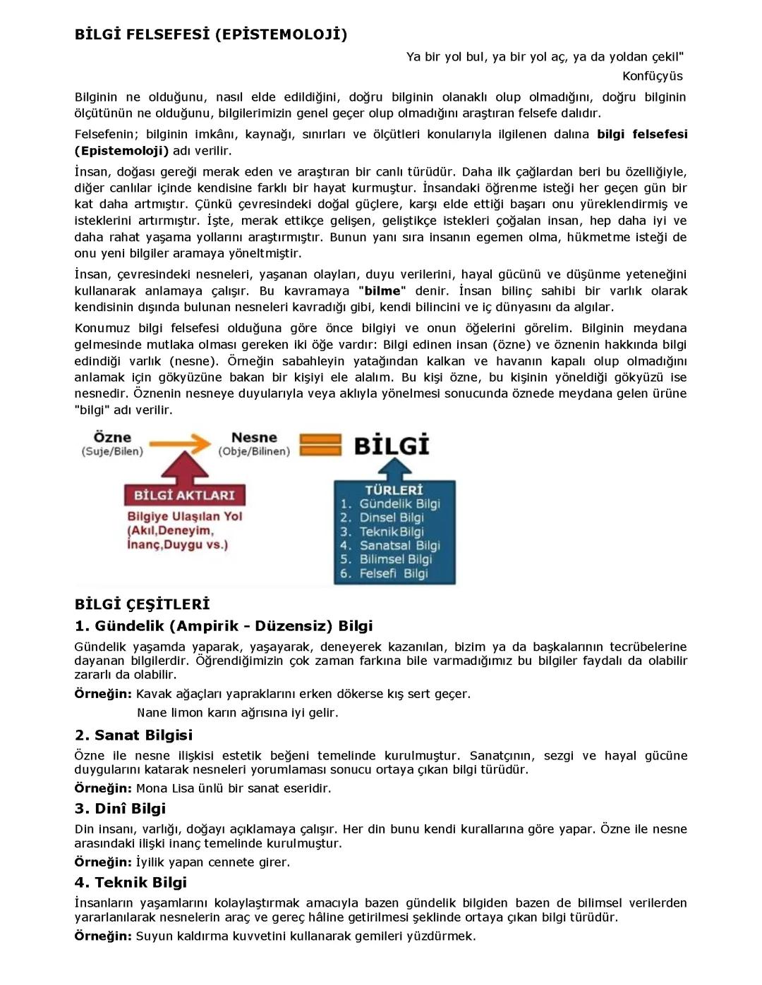 10.Sınıf/ Felsefe/3.Ünite Özet