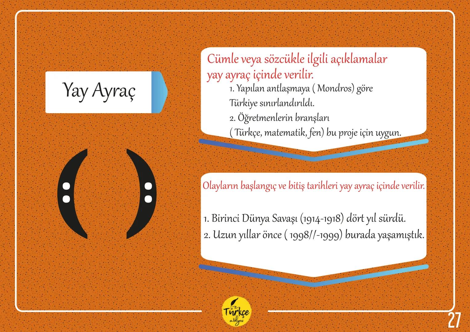 NOKTALAMA
İŞARETLERİ
Türkçe
aldyev Nokta
Virgül
Eğik Çizgi
Tırnak İşareti
Noktalı Virgül
Kısa Çizgi
Noktalama
İki Nokta
İşaretleri
Uzun Çizg